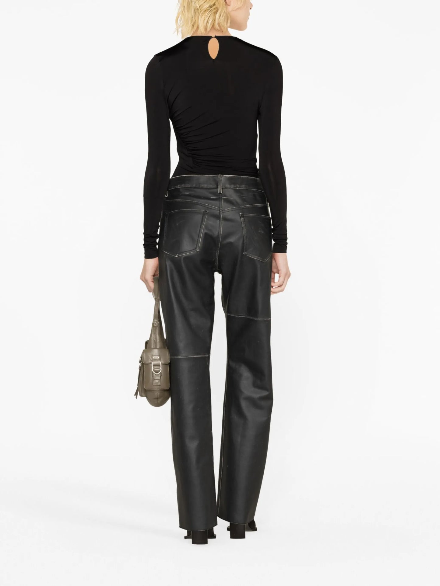 ruched long-sleeve bodysuit