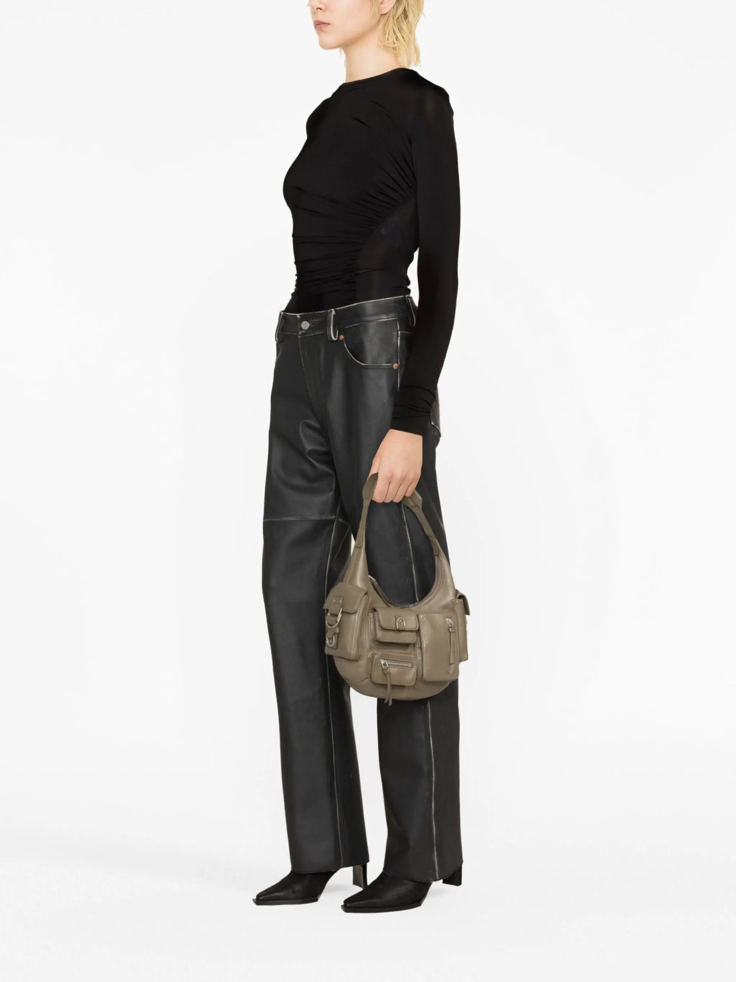 ruched long-sleeve bodysuit