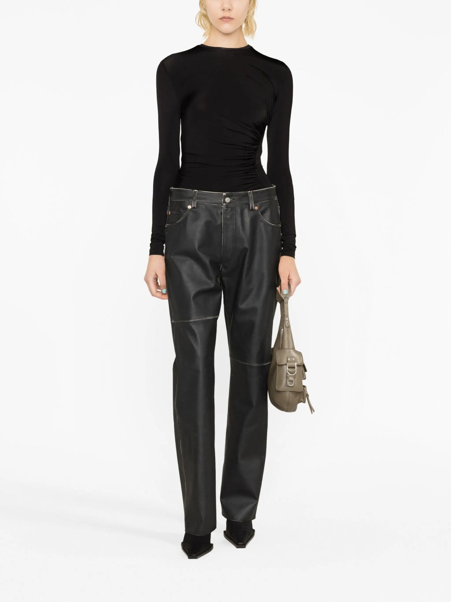 ruched long-sleeve bodysuit