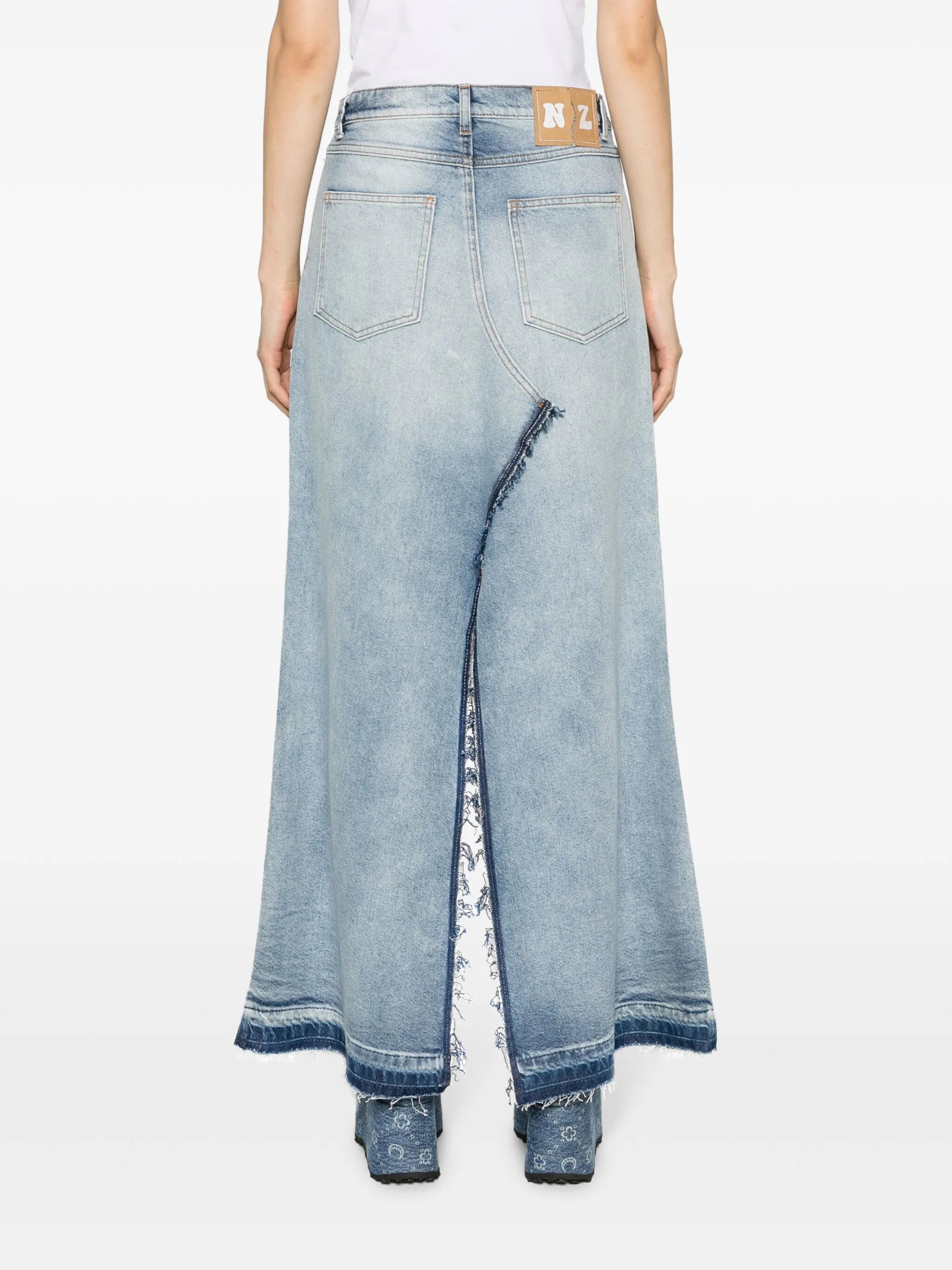 logo-patch frayed-edge skirt