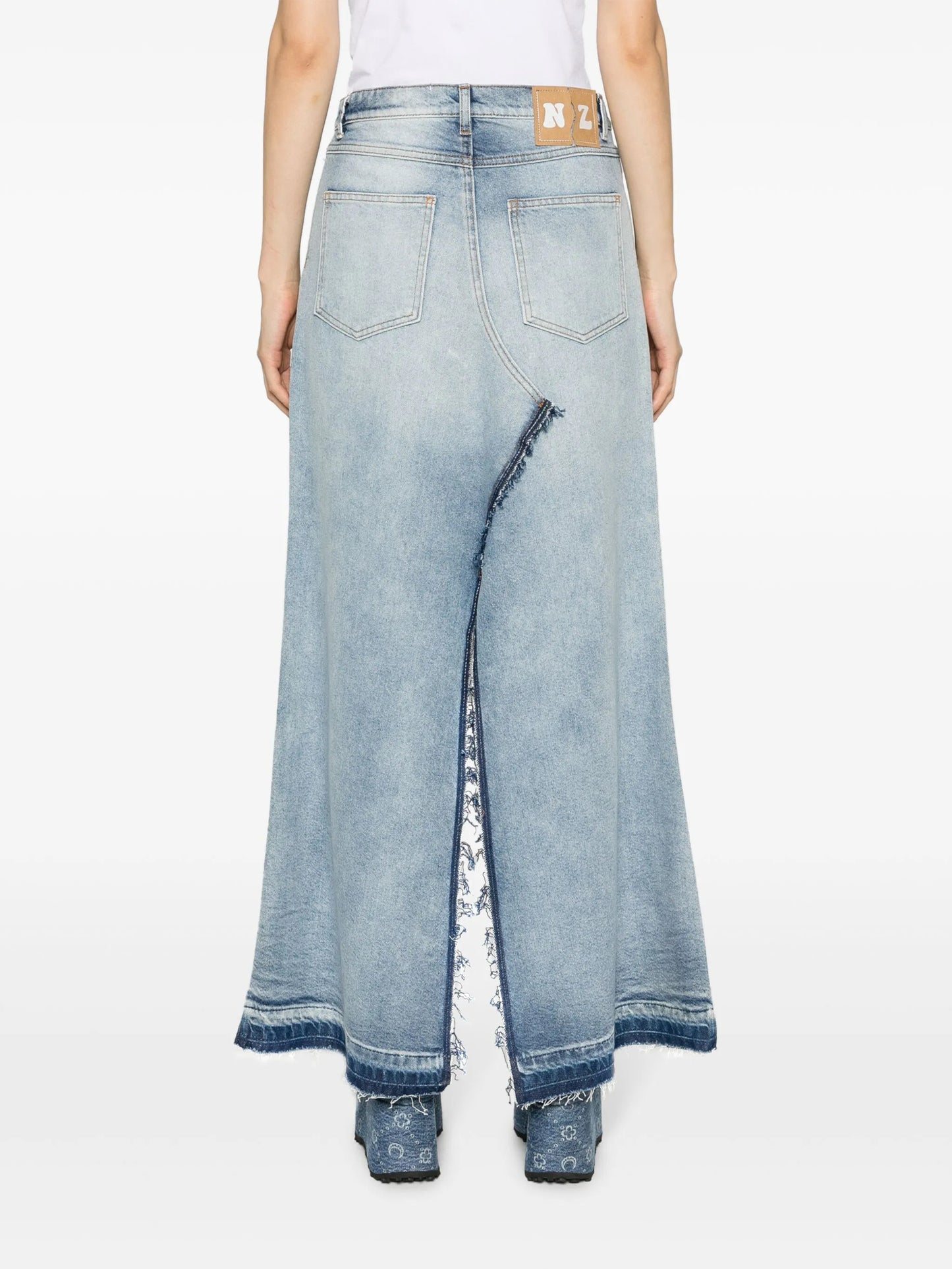 logo-patch frayed-edge skirt