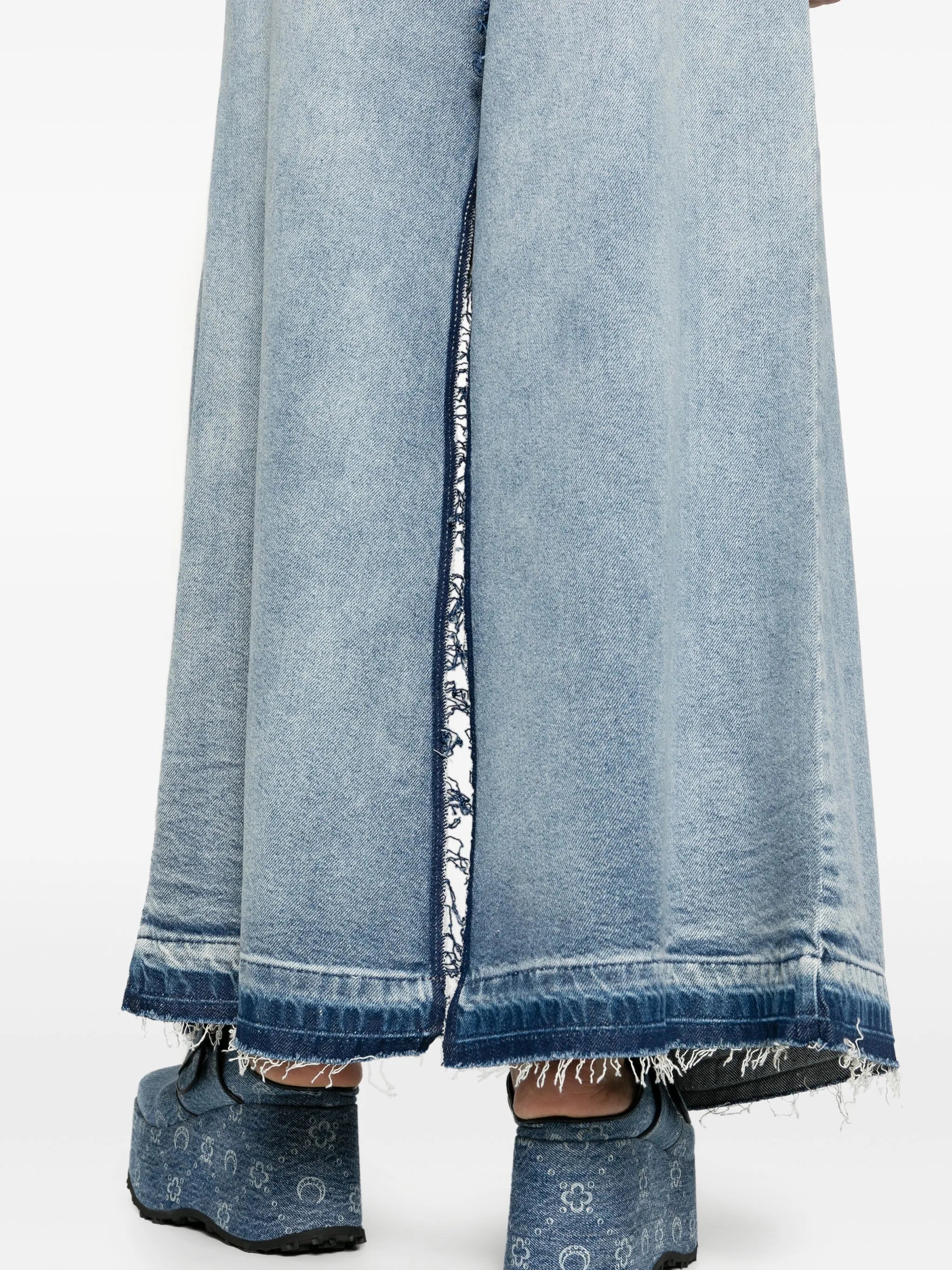 logo-patch frayed-edge skirt