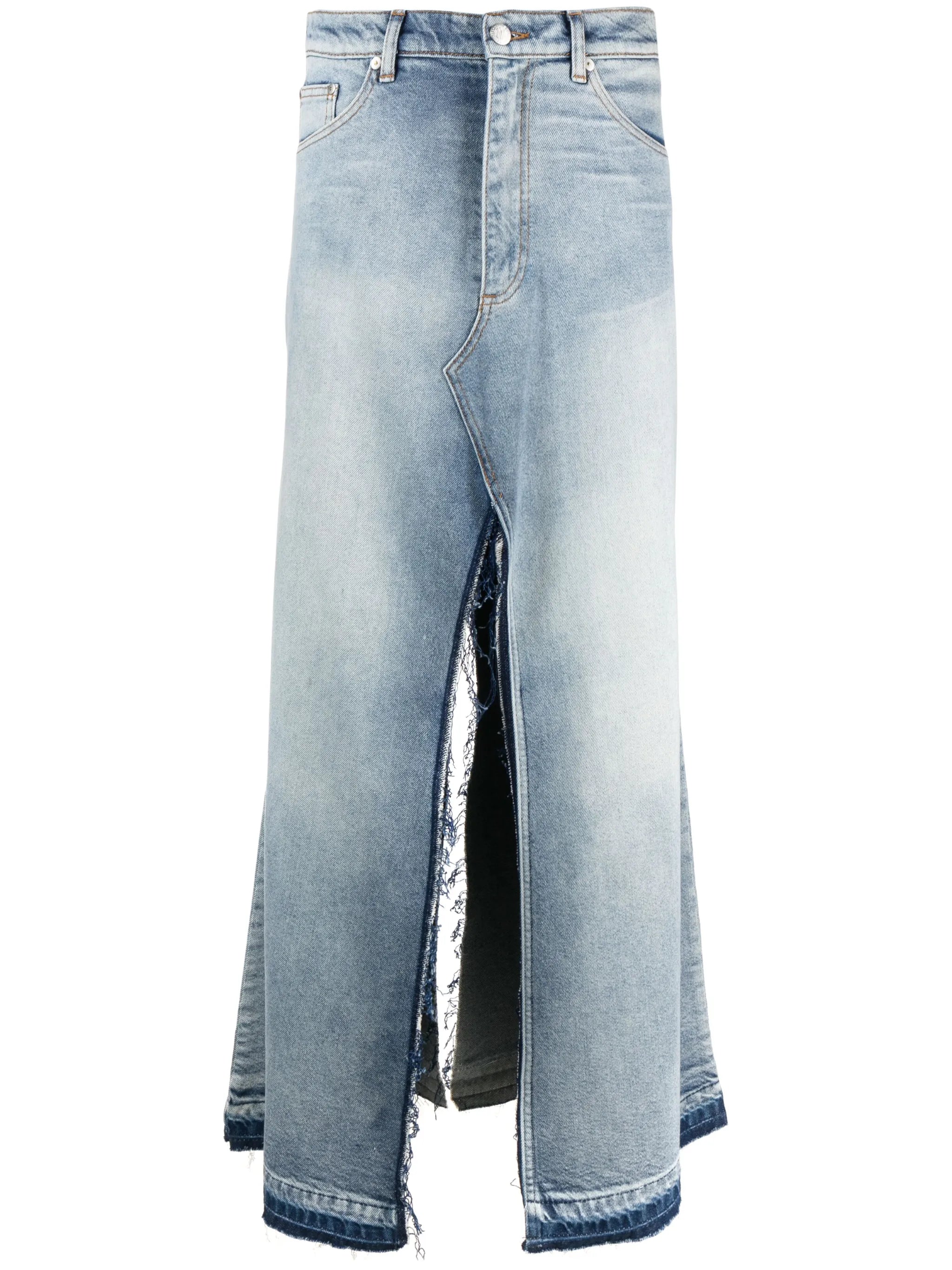logo-patch frayed-edge skirt