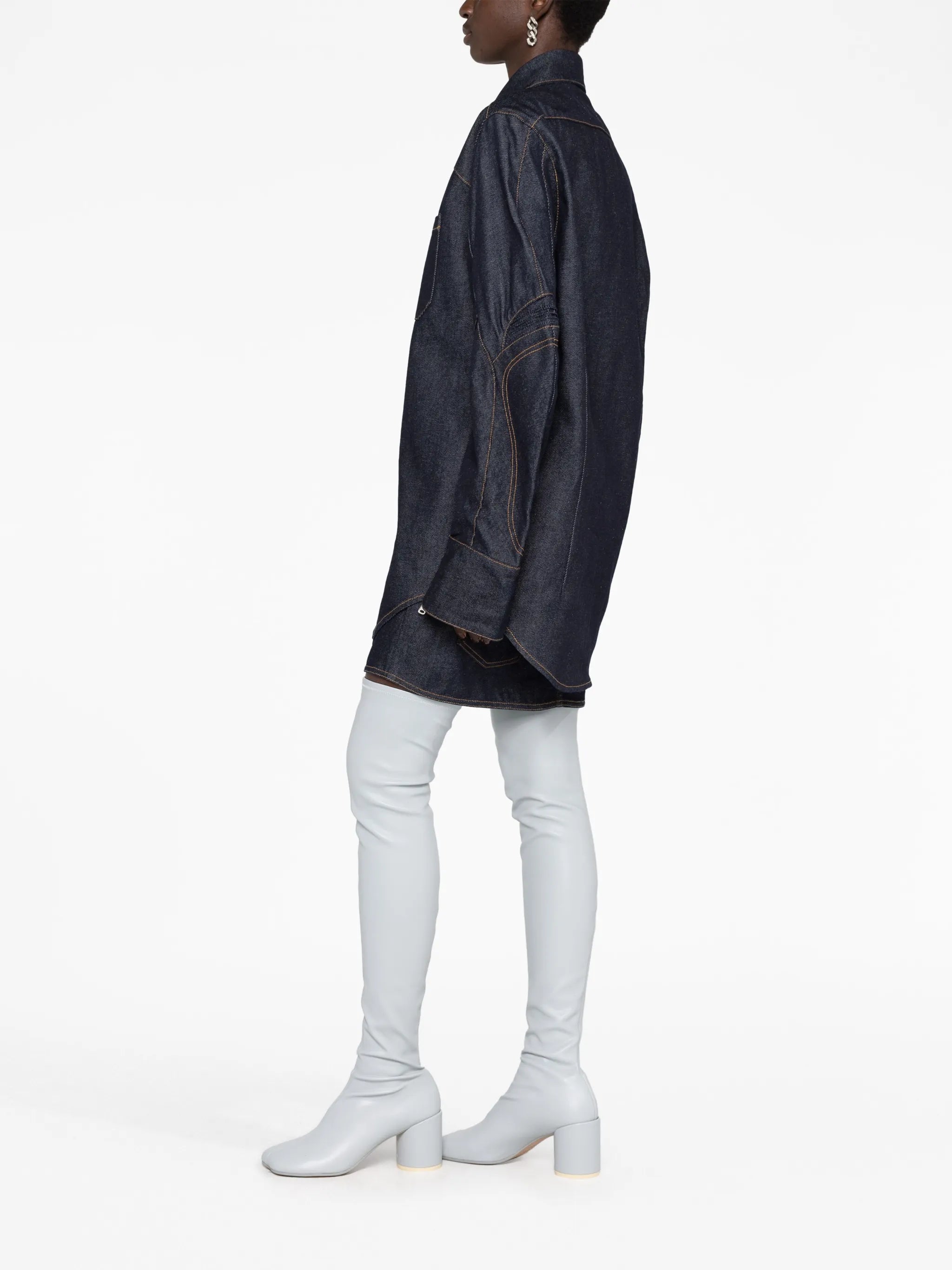 Moto oversized denim shirt