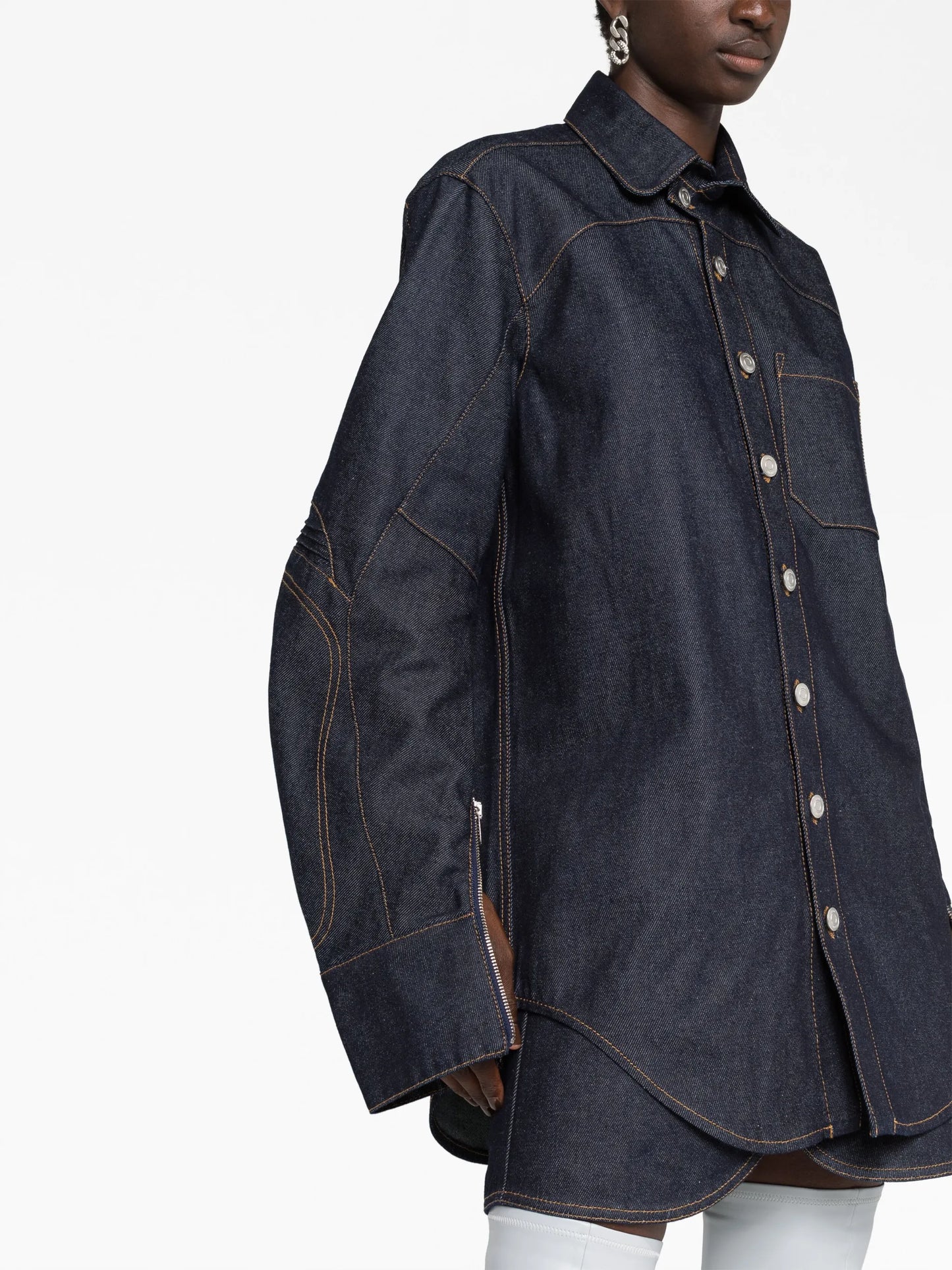 Moto oversized denim shirt