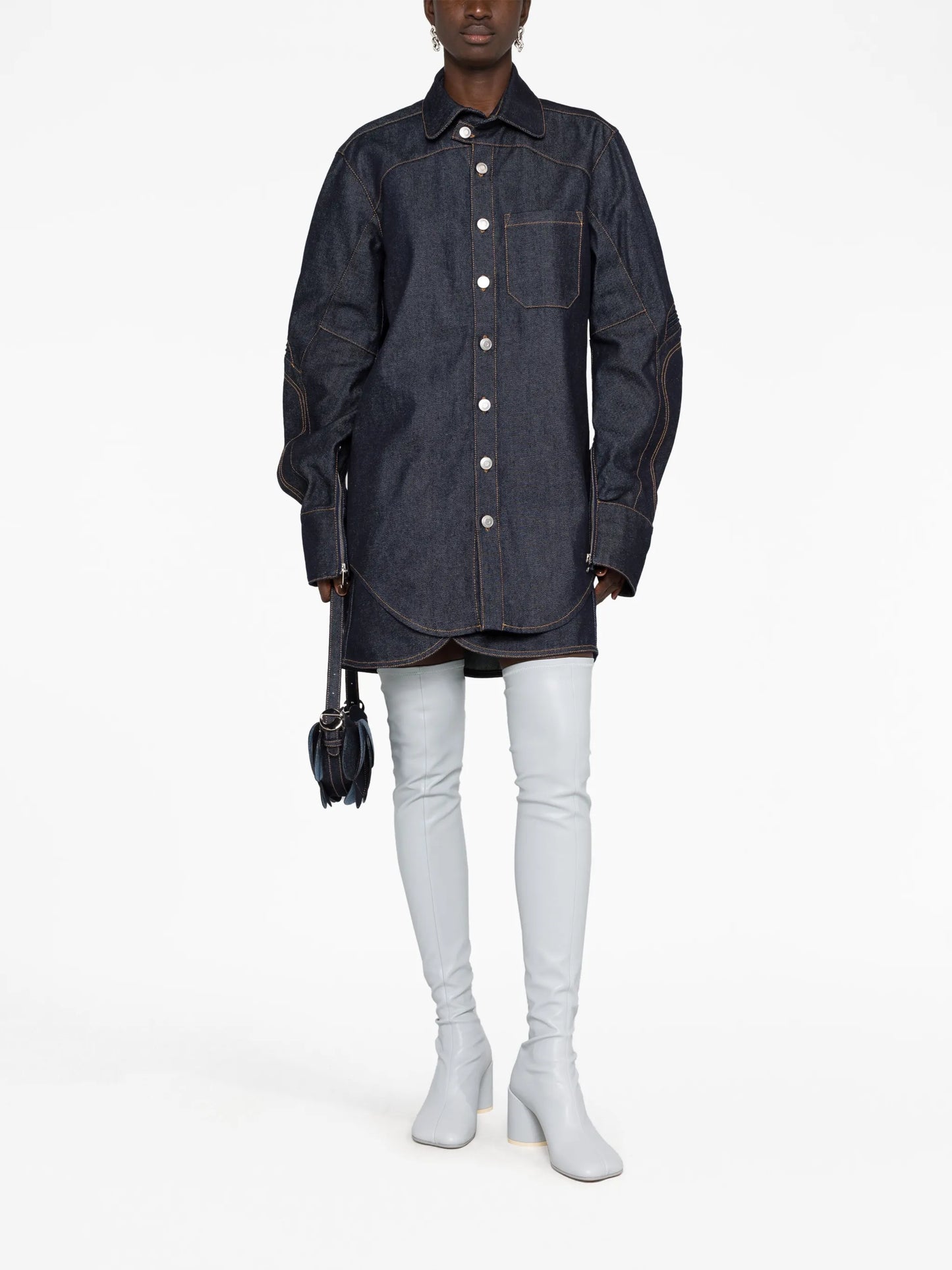 Moto oversized denim shirt