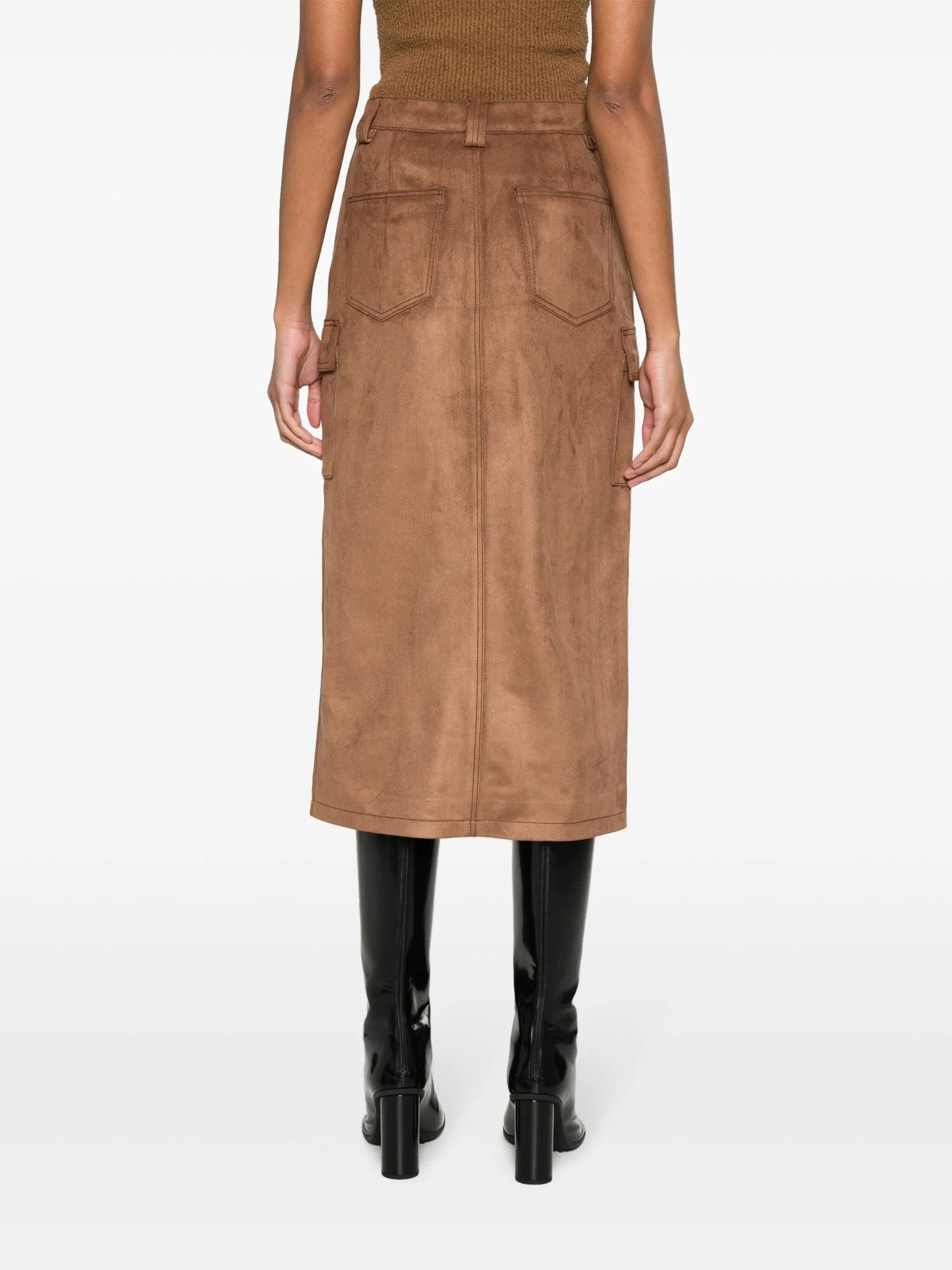 faux-suede midi skirt