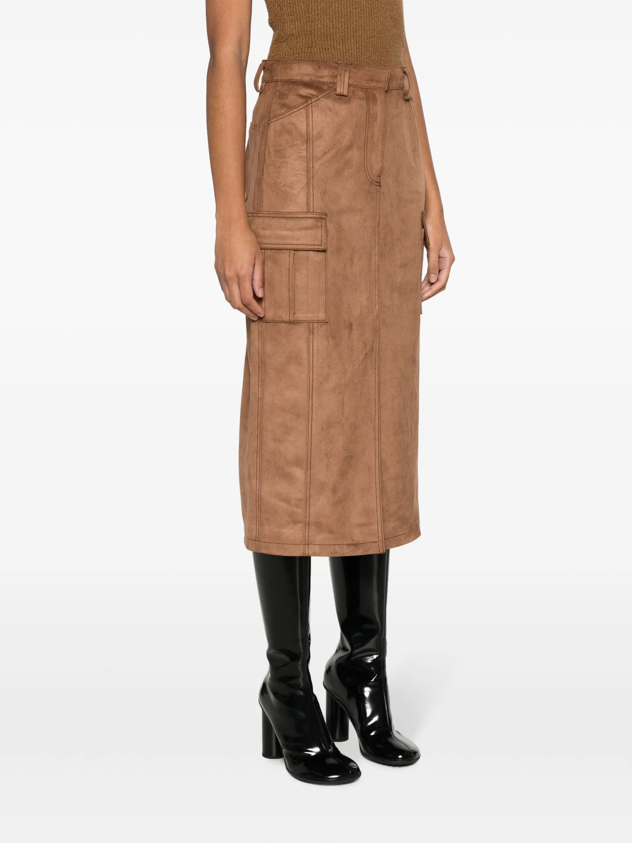 faux-suede midi skirt