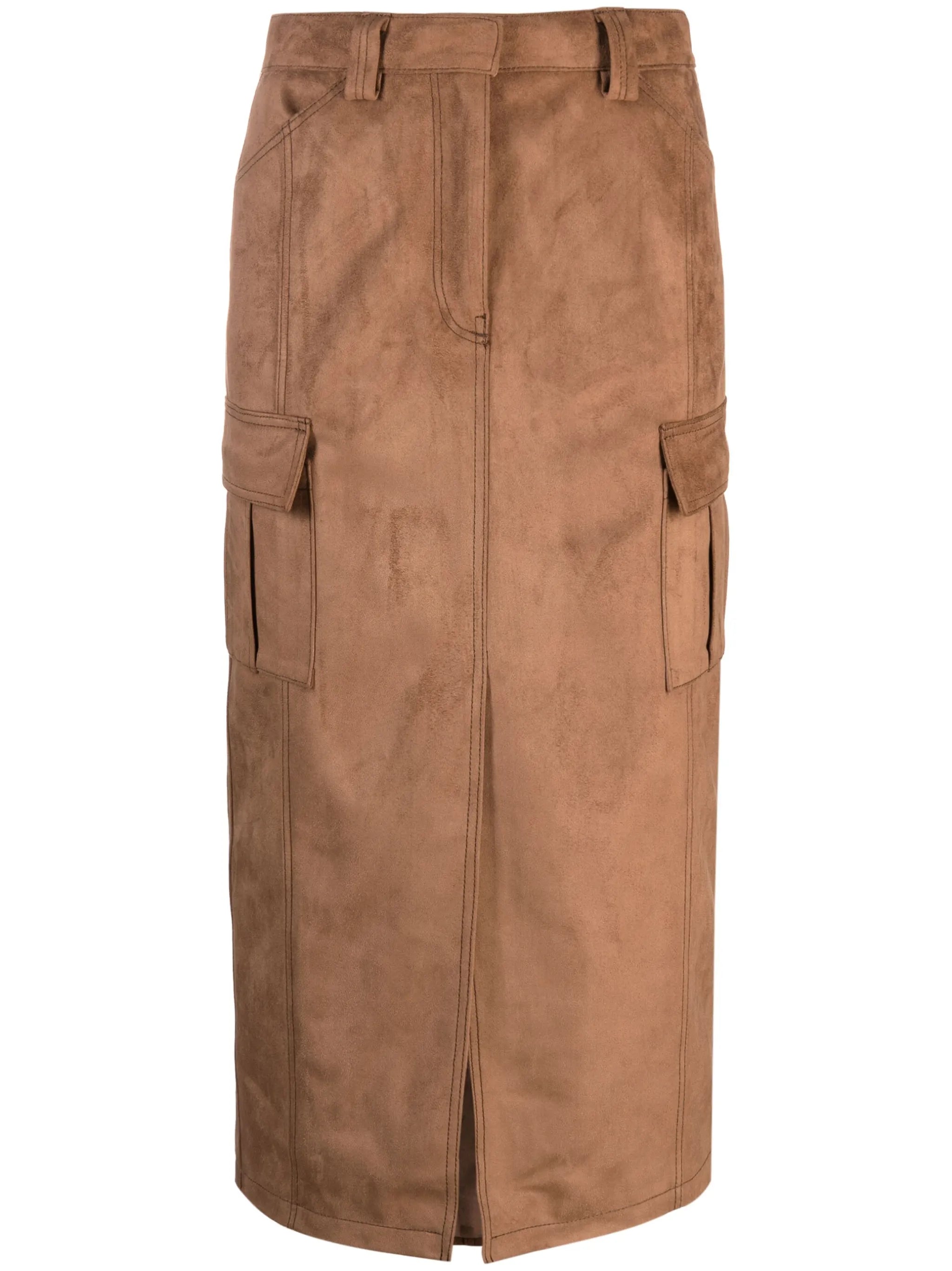 faux-suede midi skirt