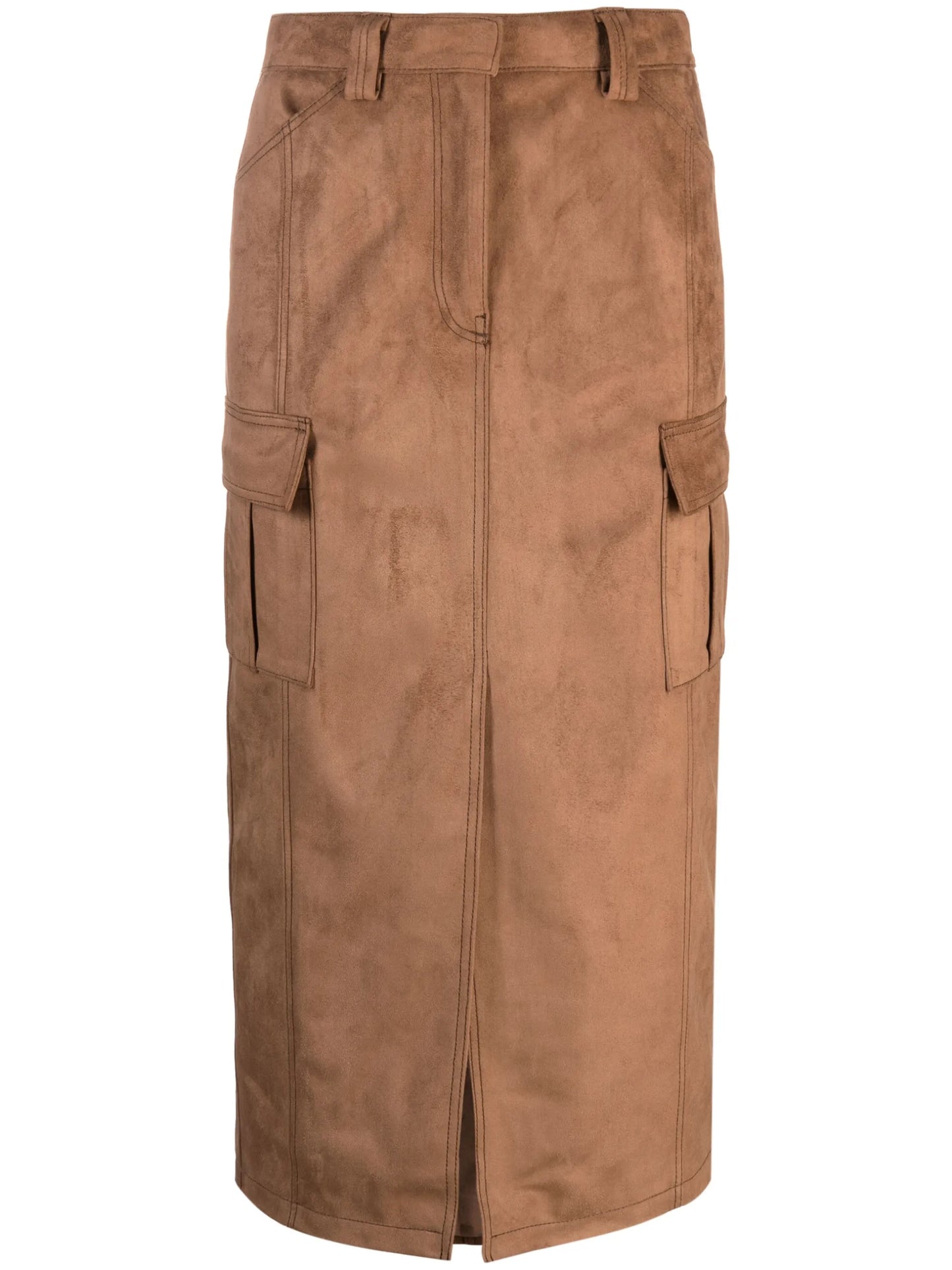 faux-suede midi skirt