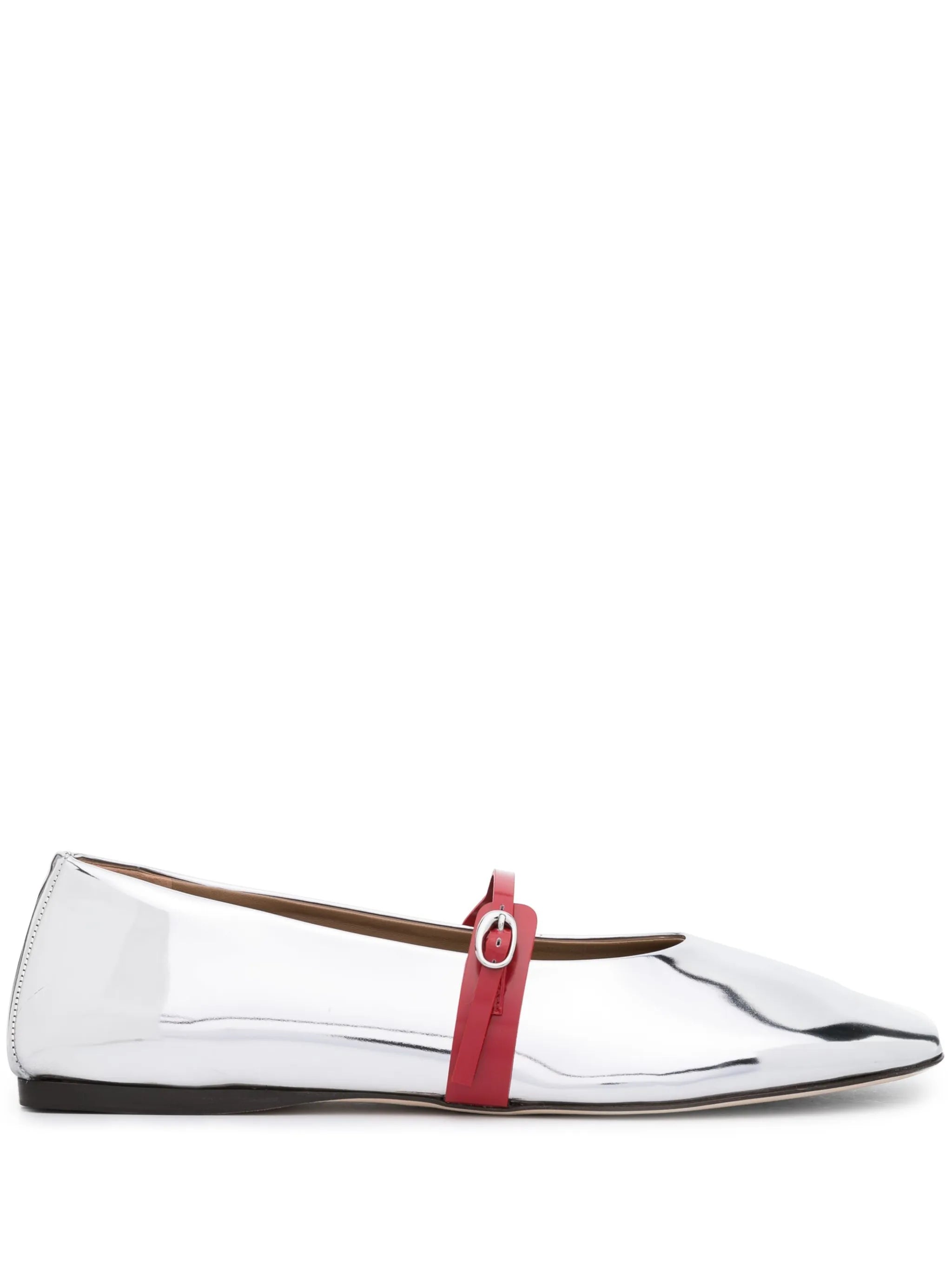 metallic-effect flat ballerina shoes