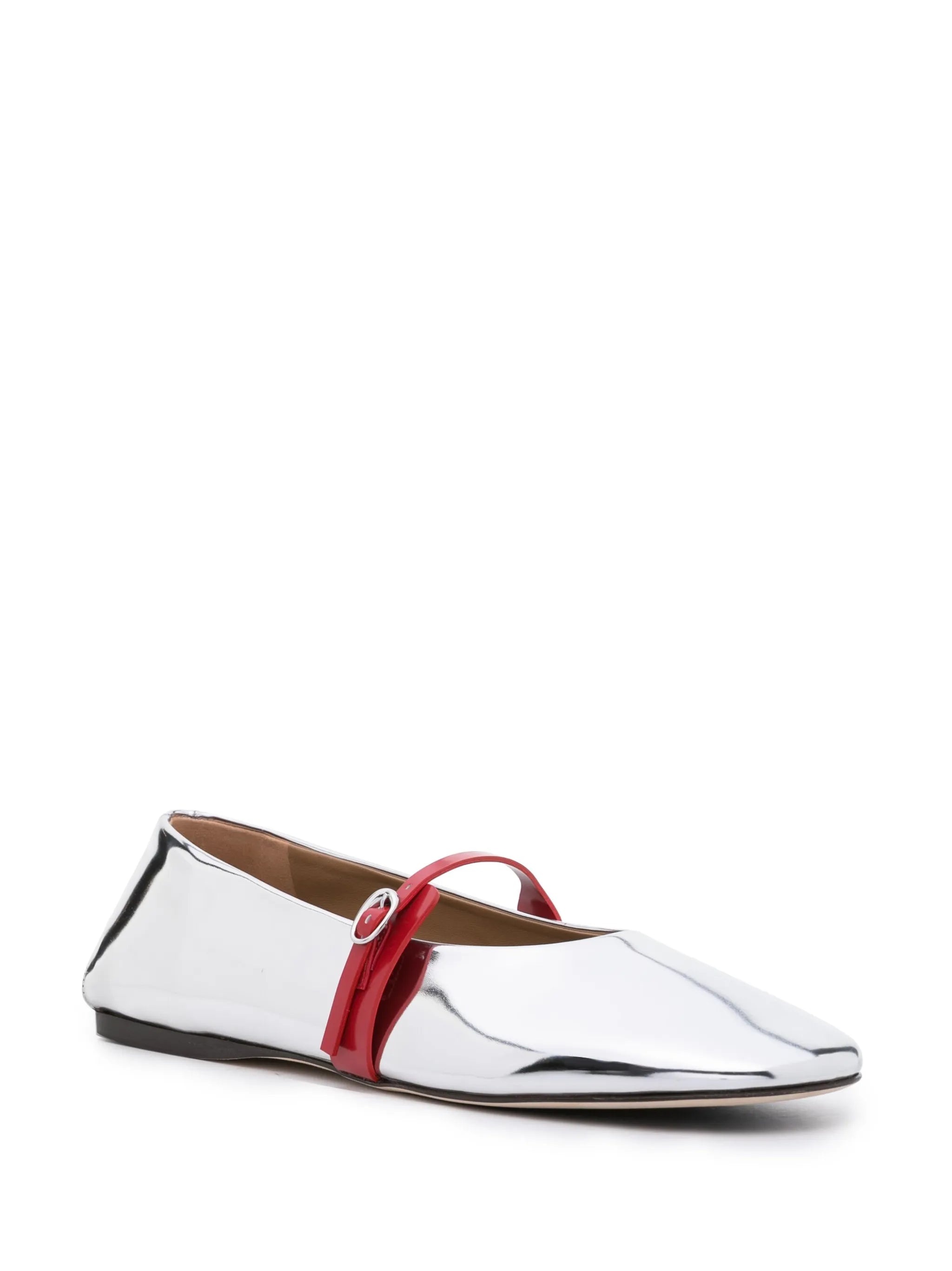 metallic-effect flat ballerina shoes
