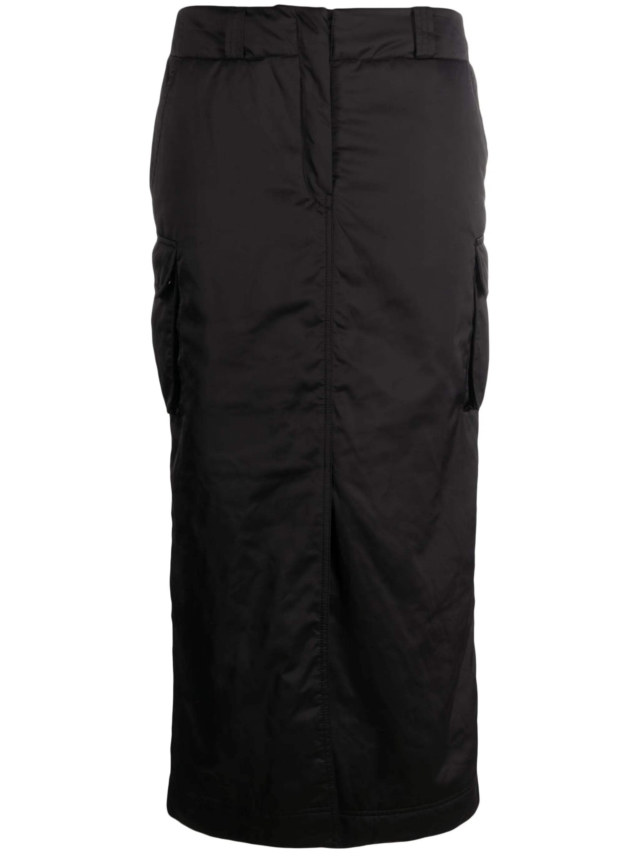 cargo-pocket padded midi skirt