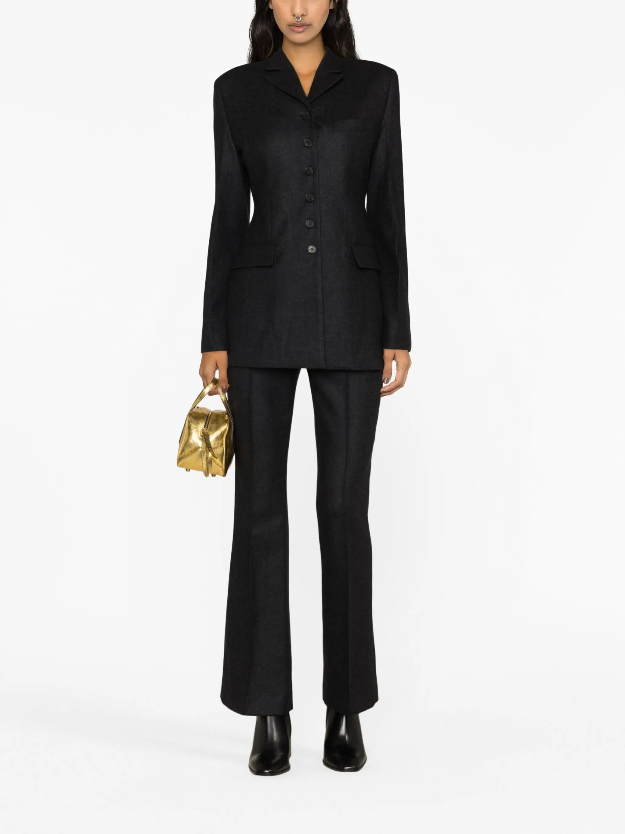 wool bootcut trousers