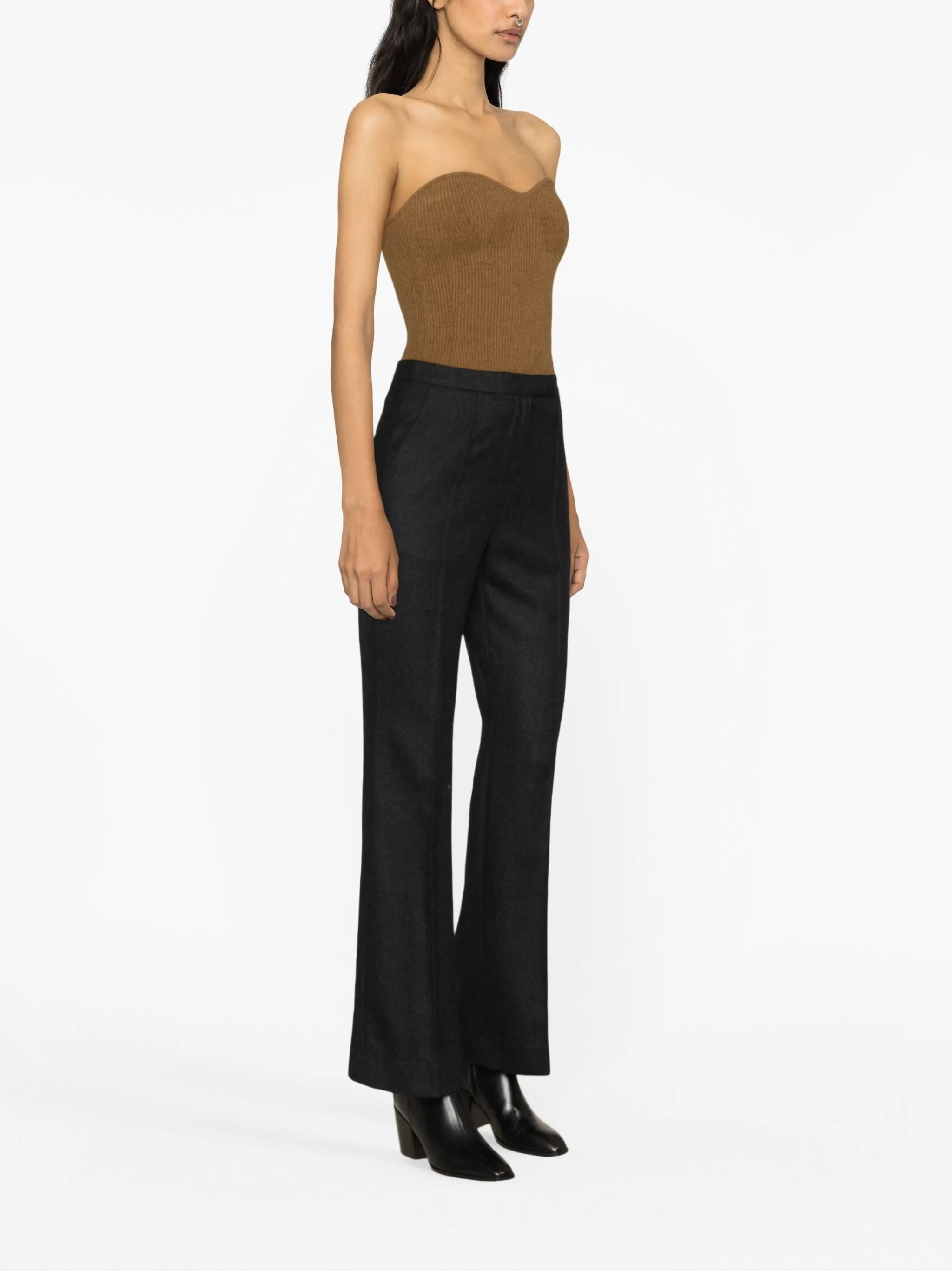 wool bootcut trousers