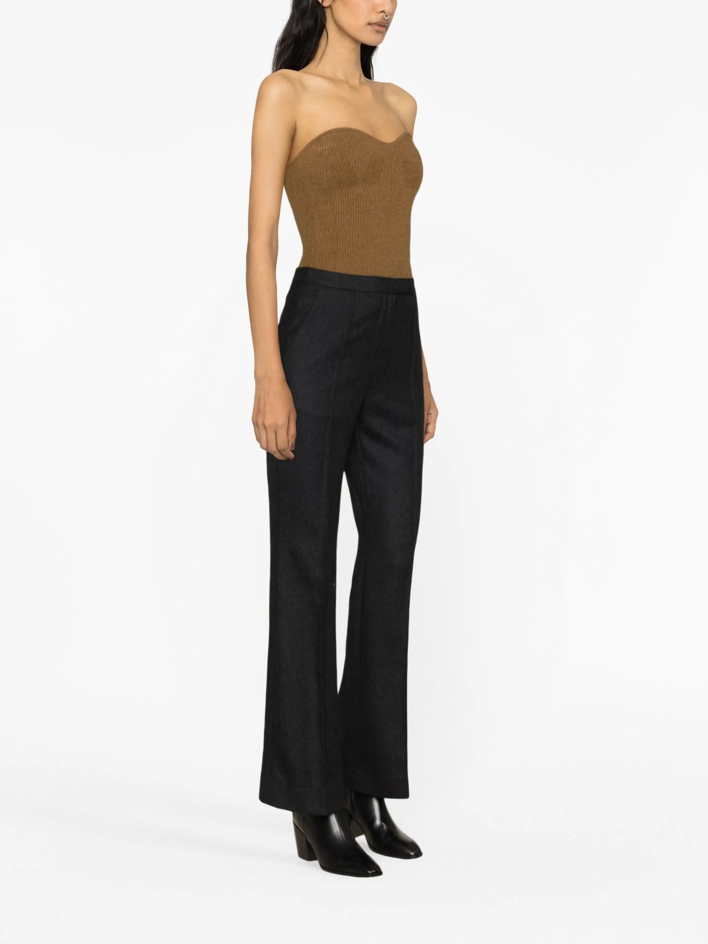 wool bootcut trousers