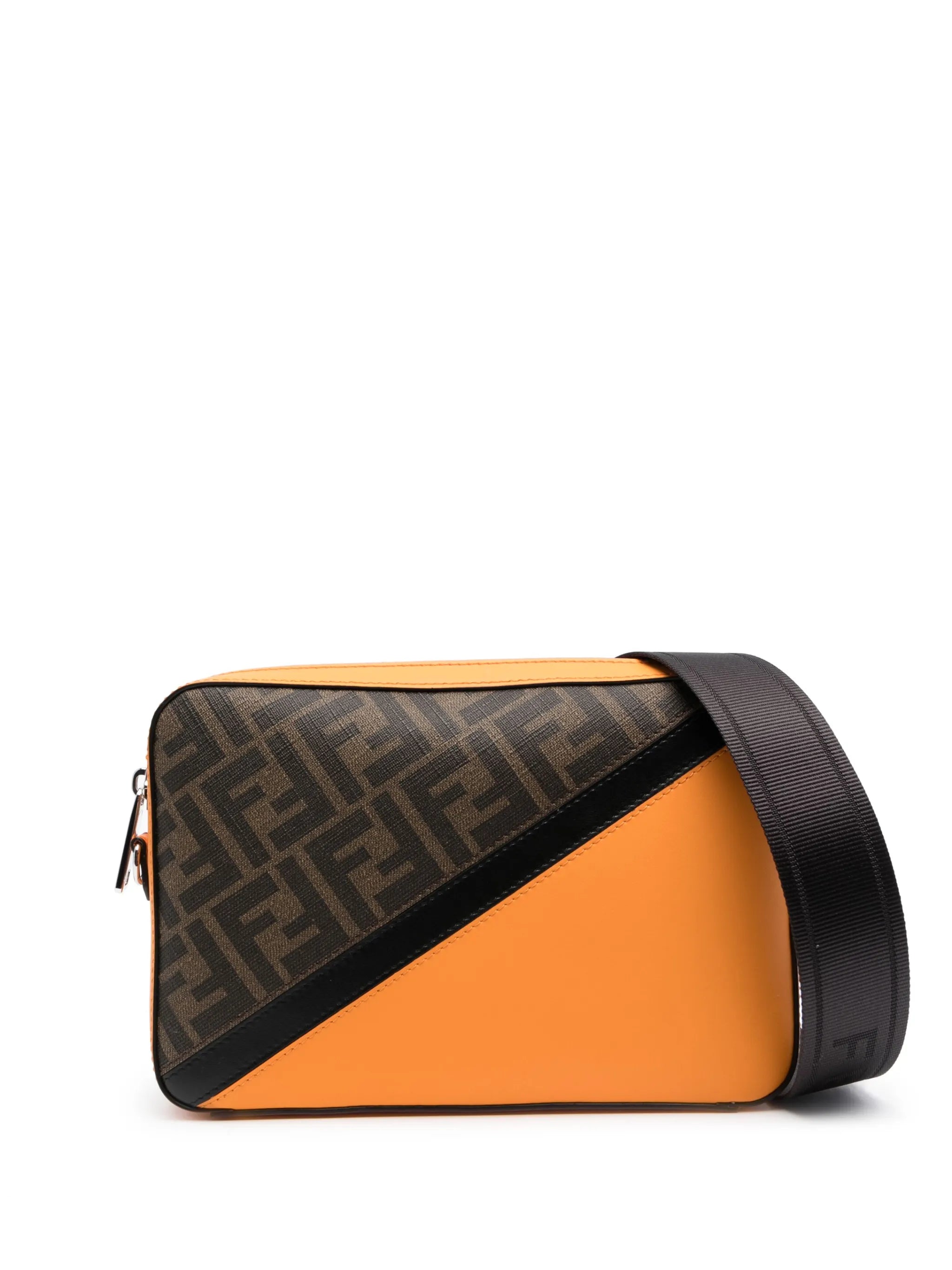 FF-print leather messenger bag