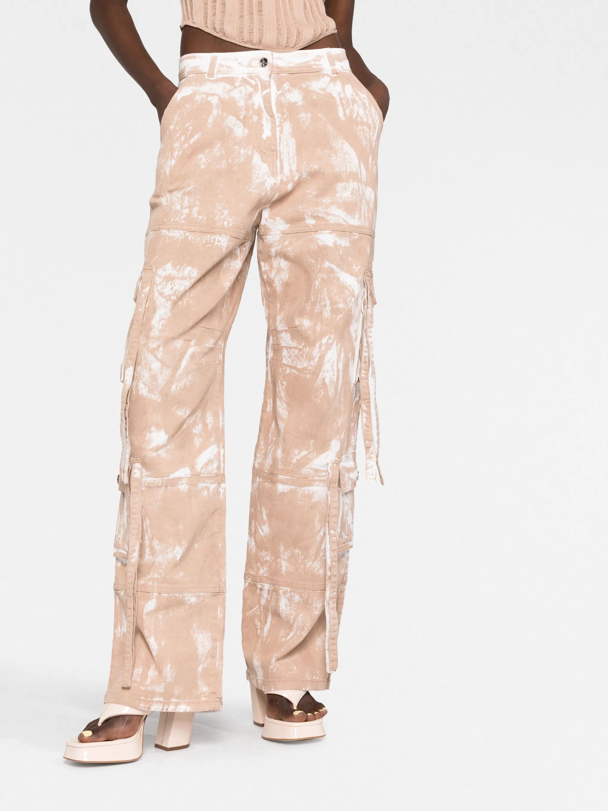 stonewashed straight-leg jeans