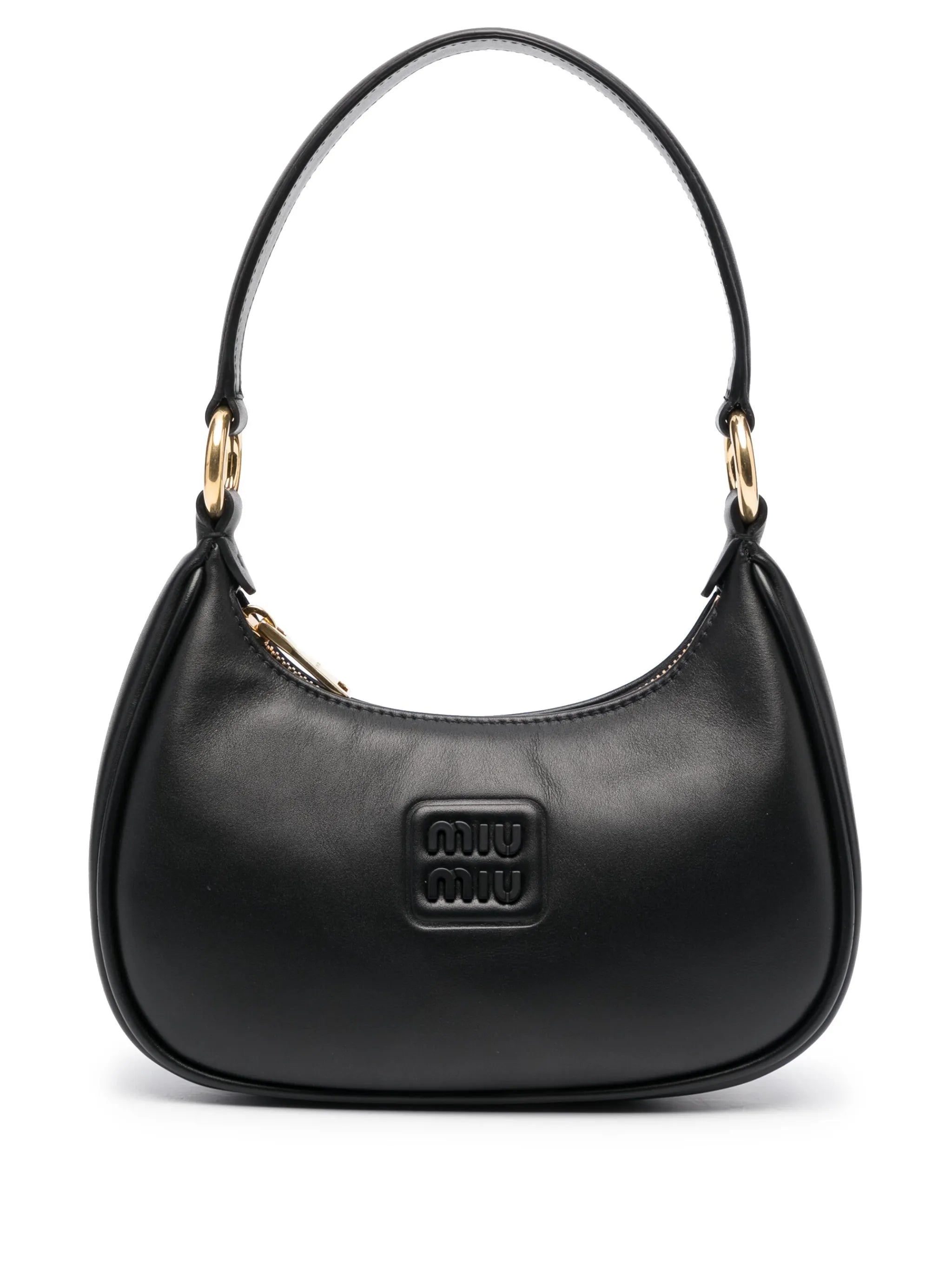 logo-plaque leather shoulder bag
