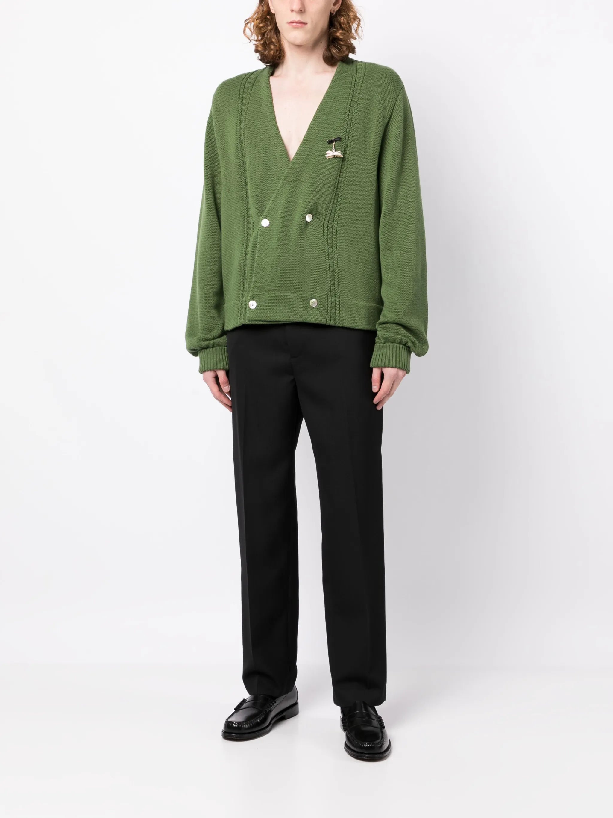double-breasted pin-detail cardigan