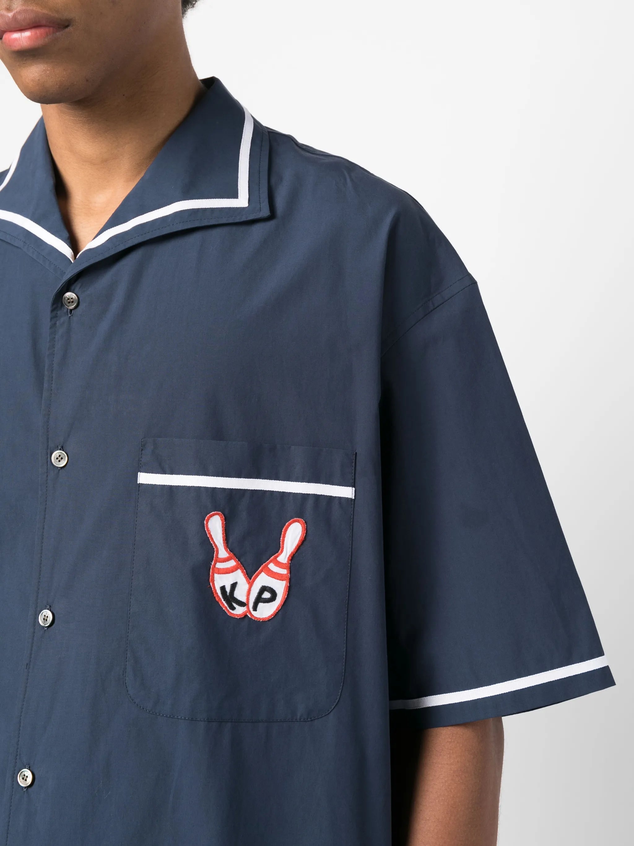 Bowling Elephant-embroidered poplin shirt