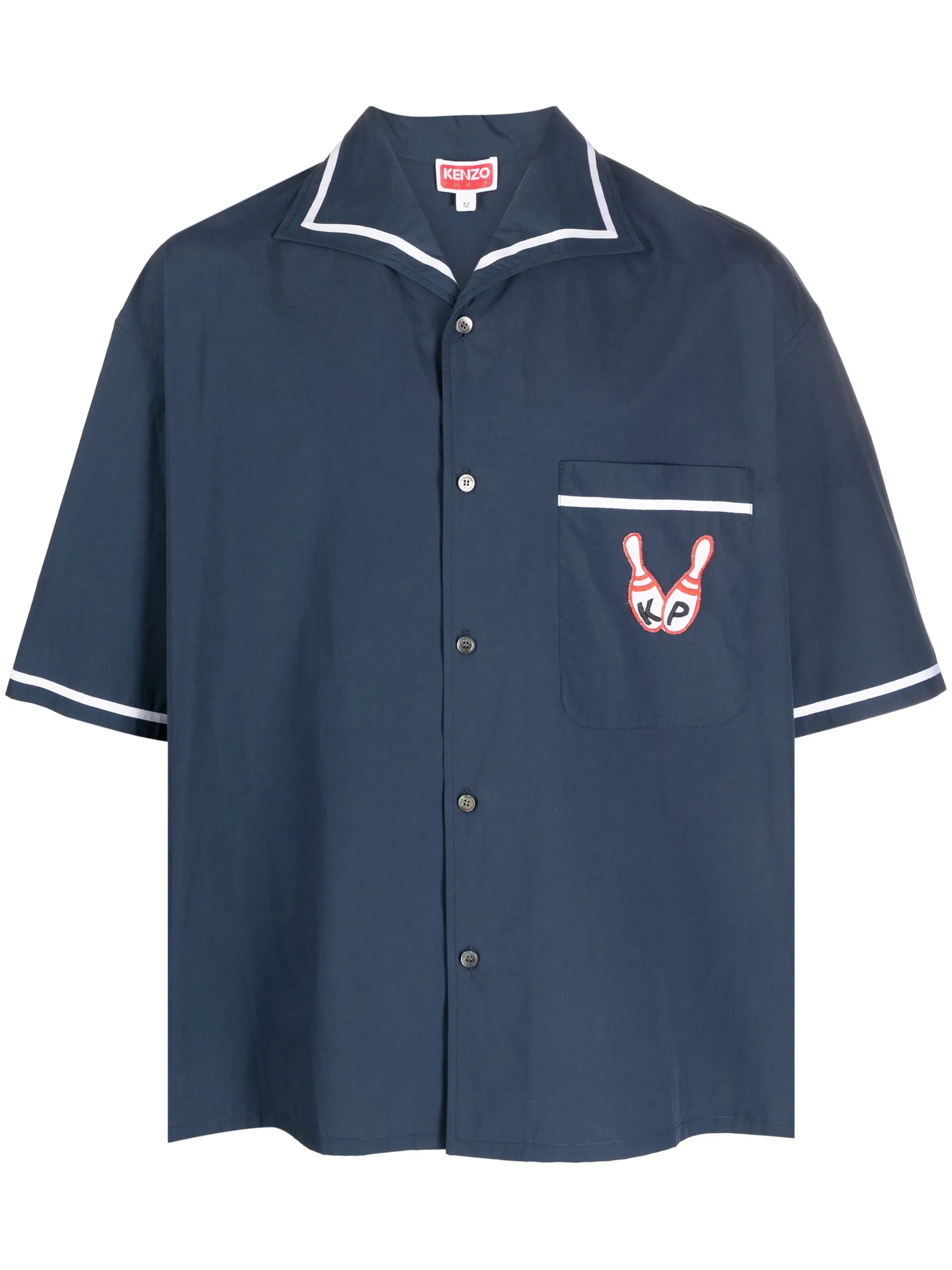 Bowling Elephant-embroidered poplin shirt