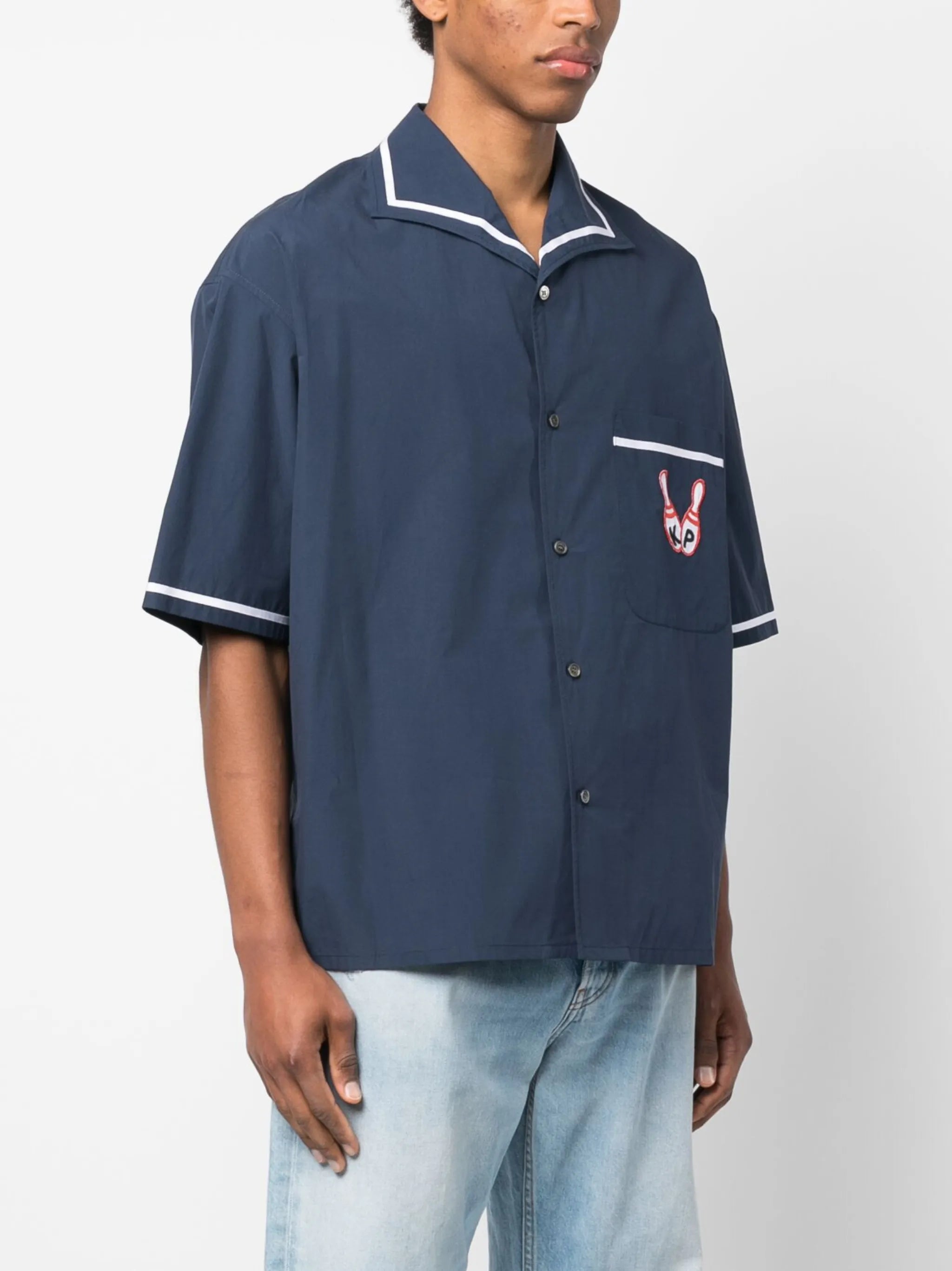 Bowling Elephant-embroidered poplin shirt