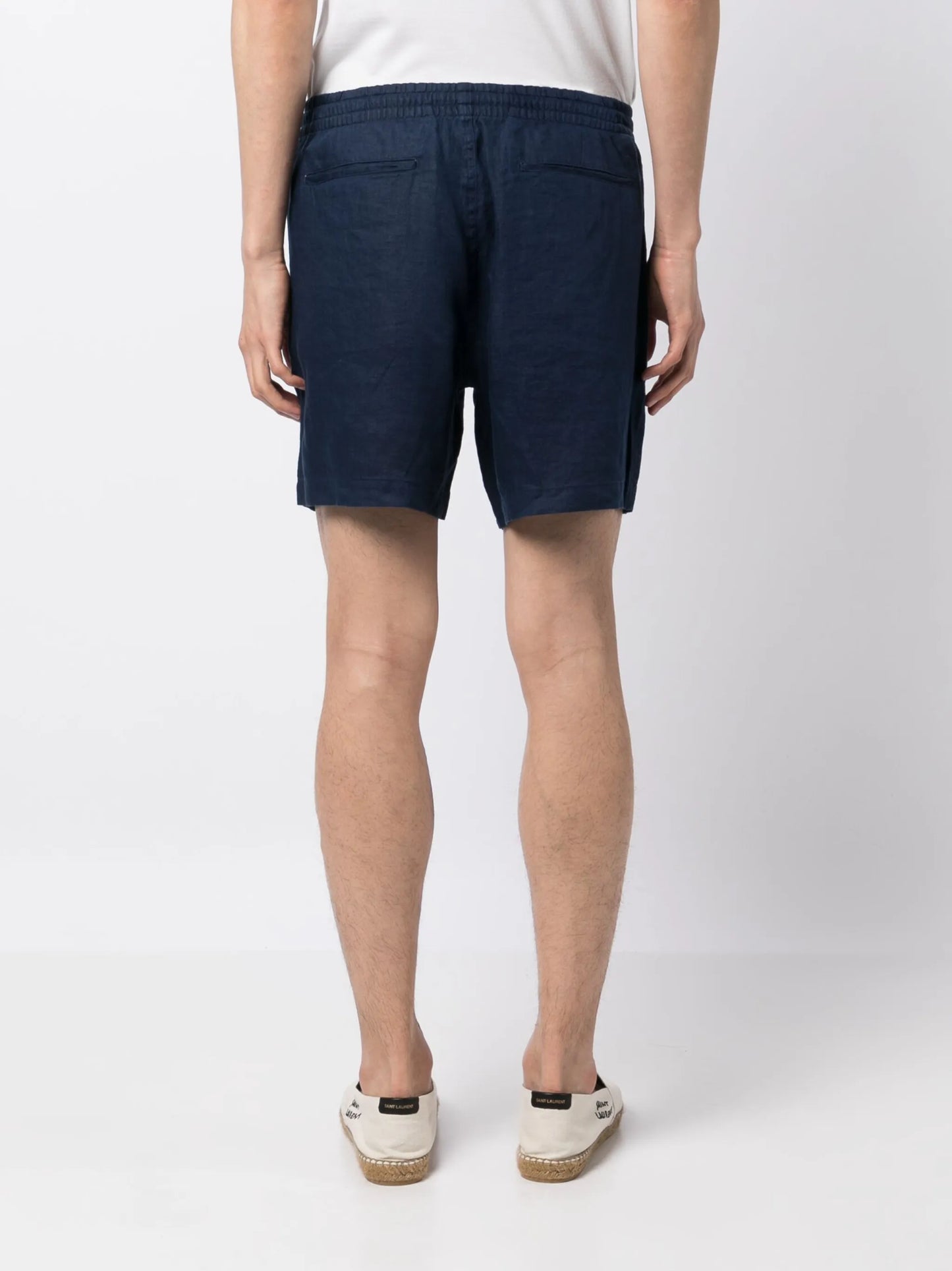 logo-embroidered linen deck shorts