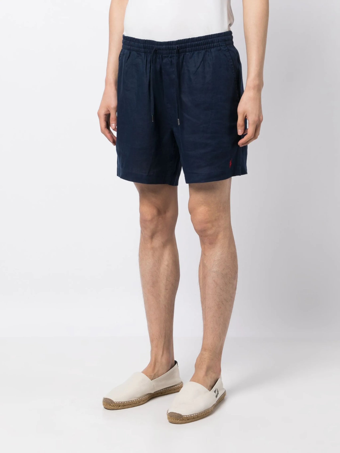 logo-embroidered linen deck shorts