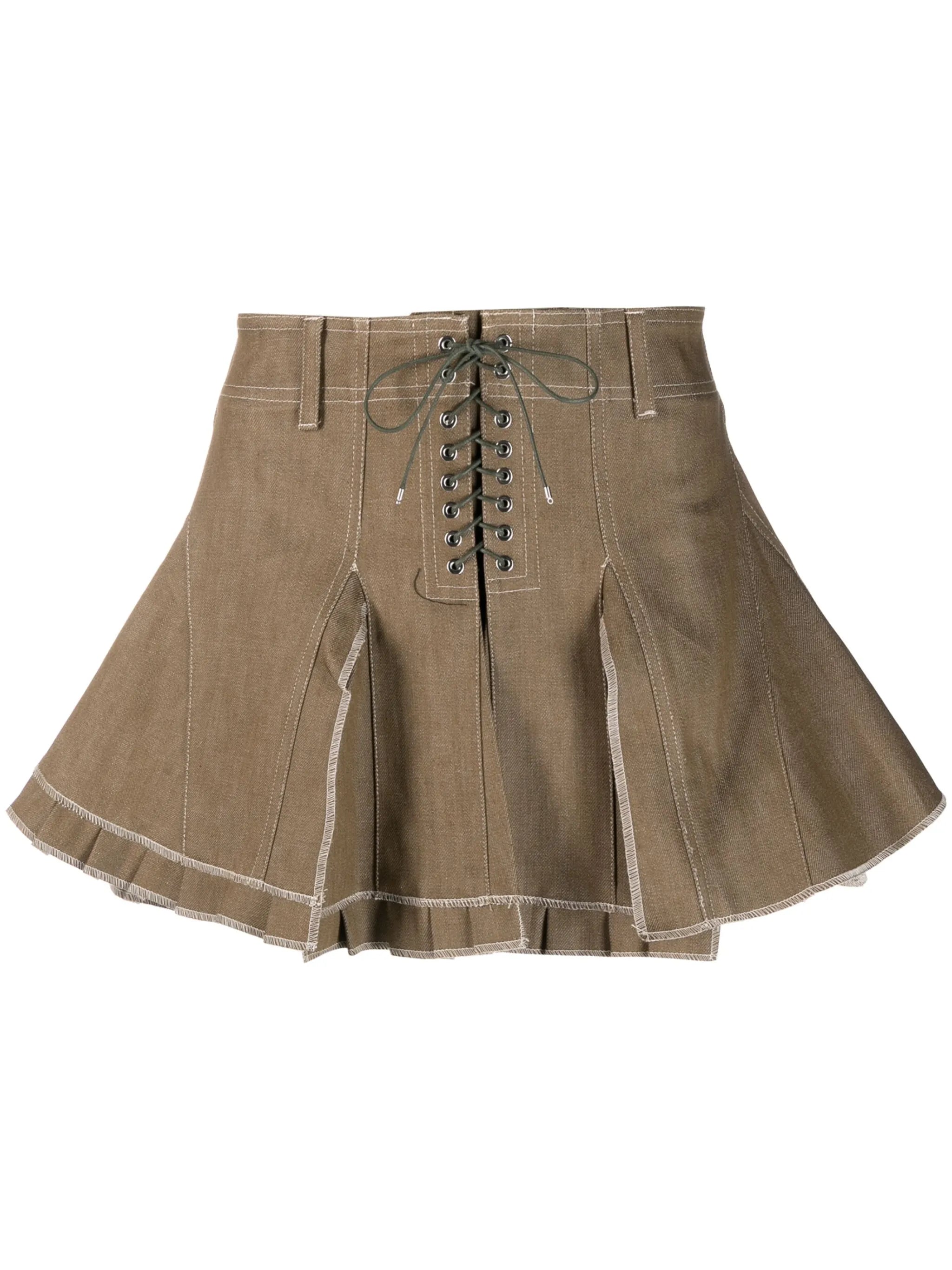 pleated cotton-twill miniskirt