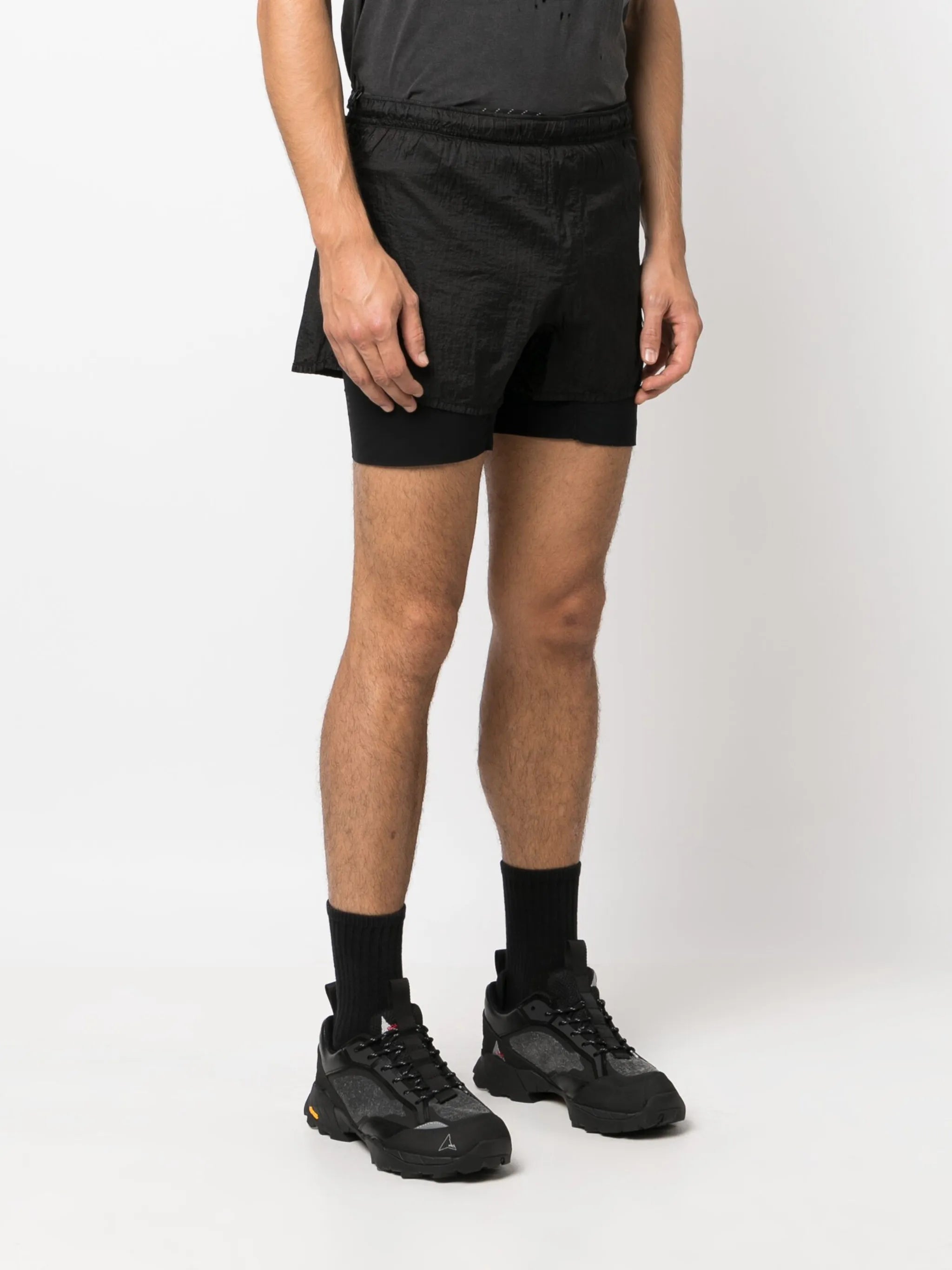 layered running shorts