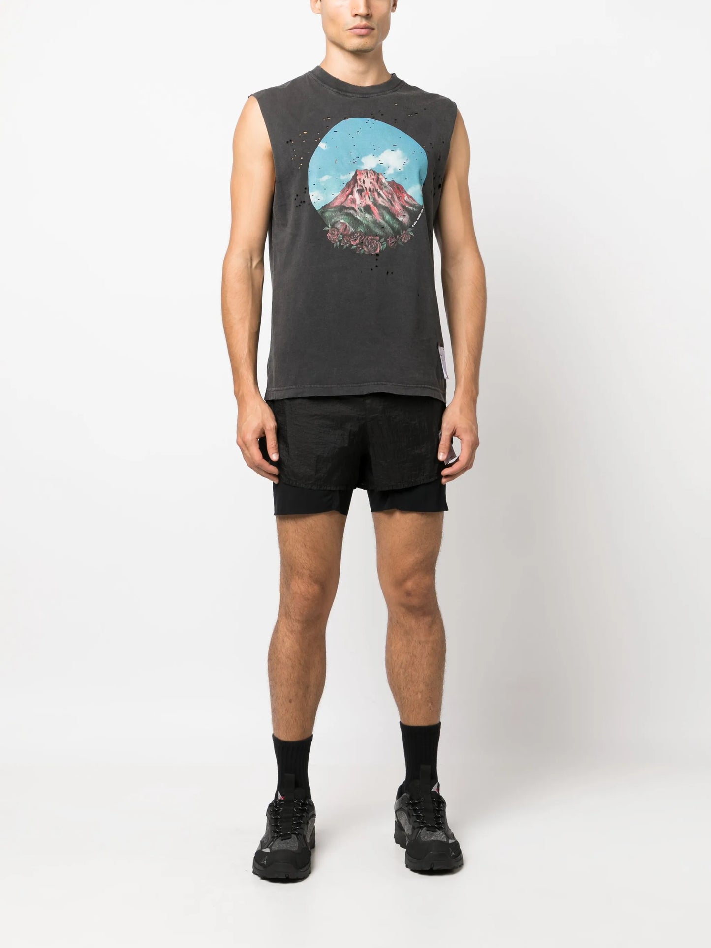layered running shorts