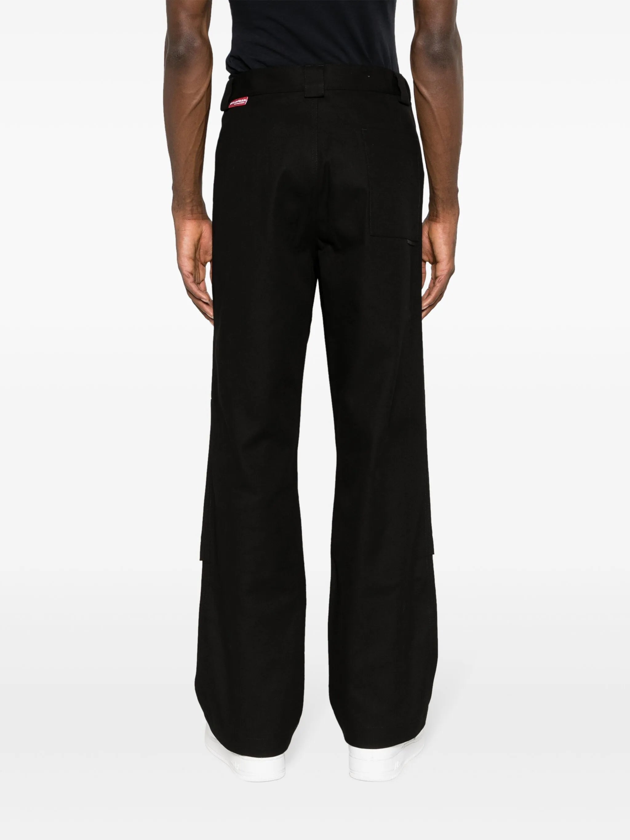 logo-tag cotton straight-leg trousers