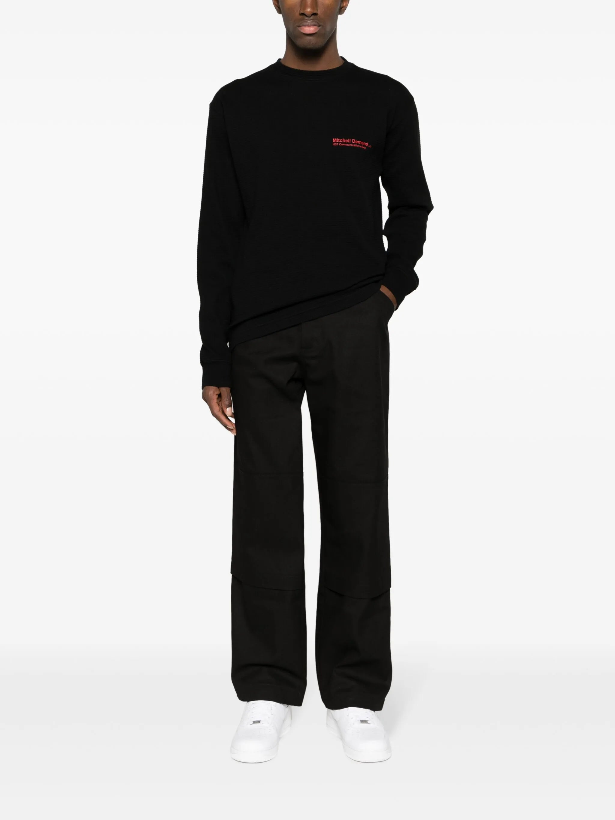 logo-tag cotton straight-leg trousers