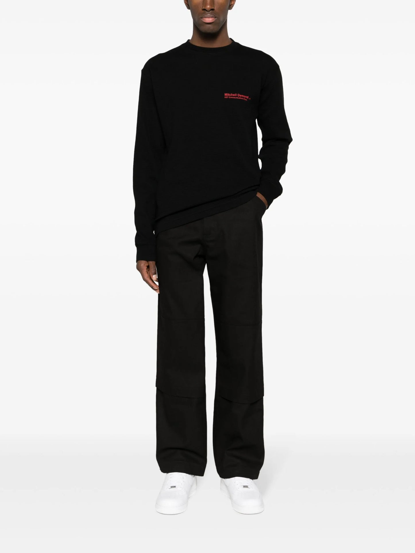 logo-tag cotton straight-leg trousers