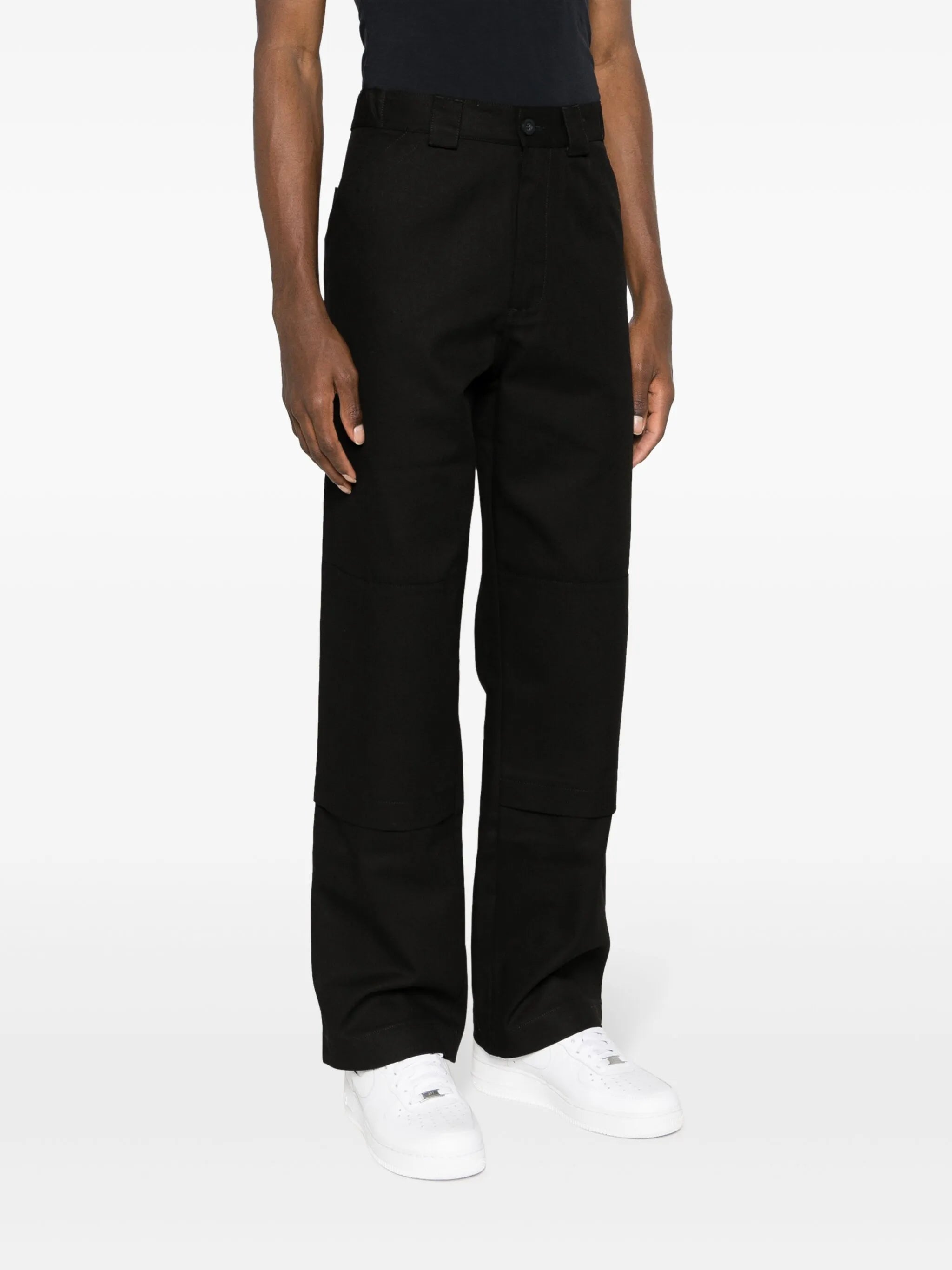 logo-tag cotton straight-leg trousers
