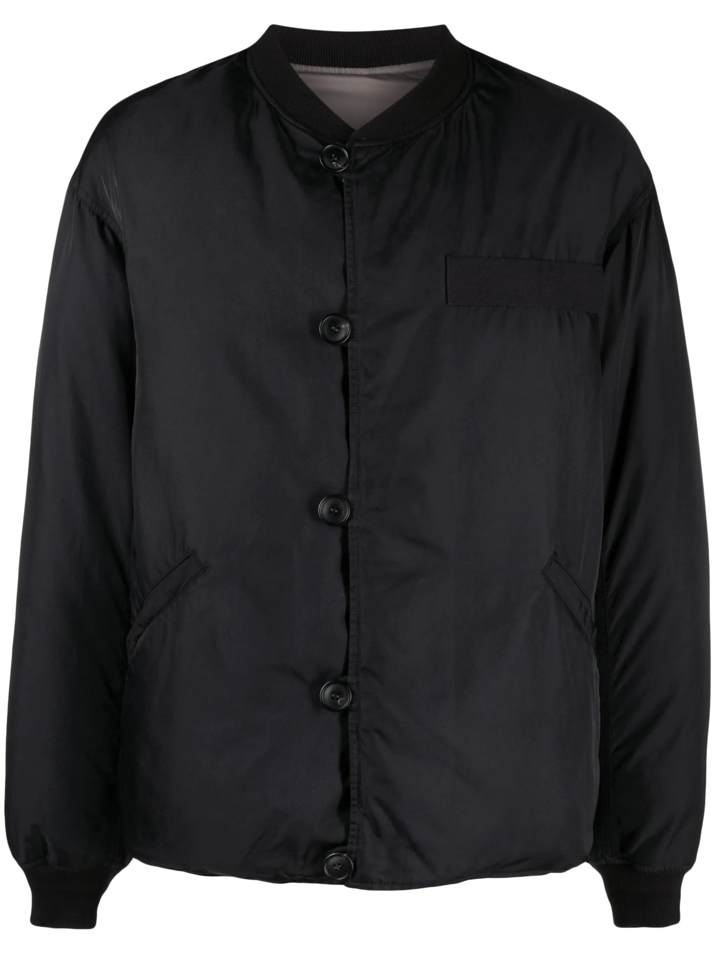 baseball-collar padded bomber jacket