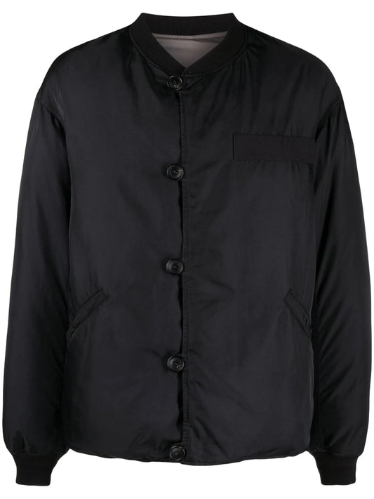 baseball-collar padded bomber jacket