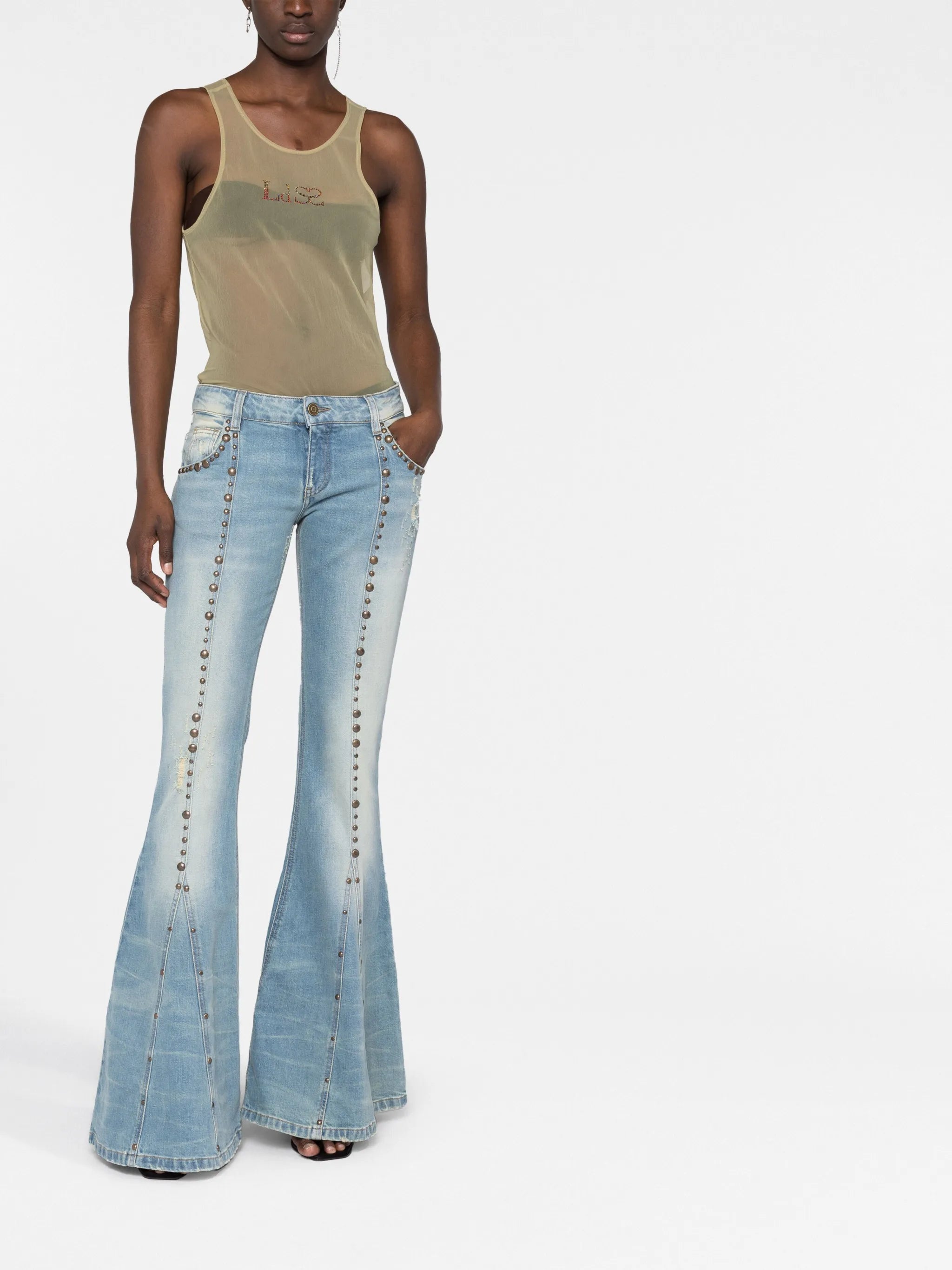stud-detail flared jeans