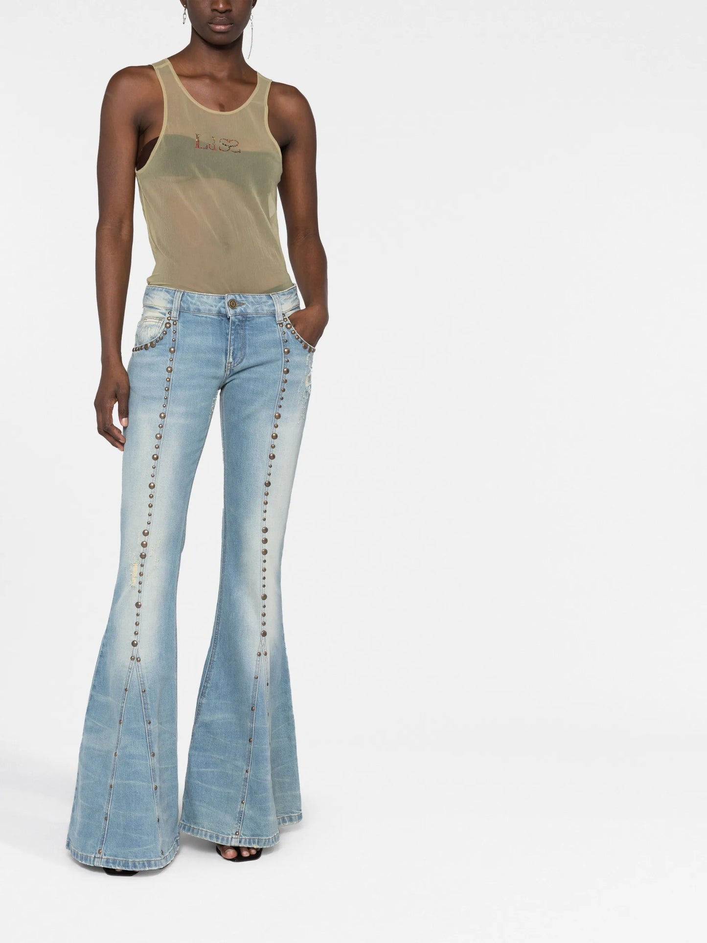 stud-detail flared jeans