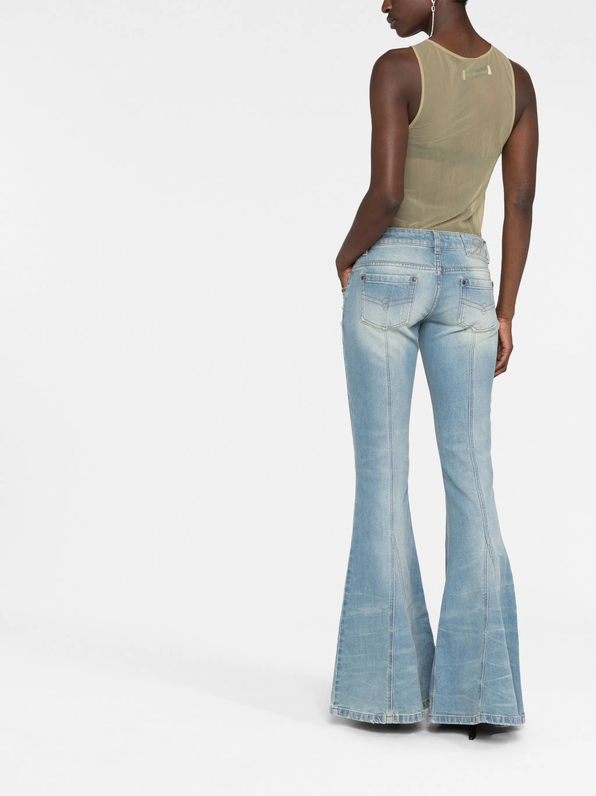 stud-detail flared jeans