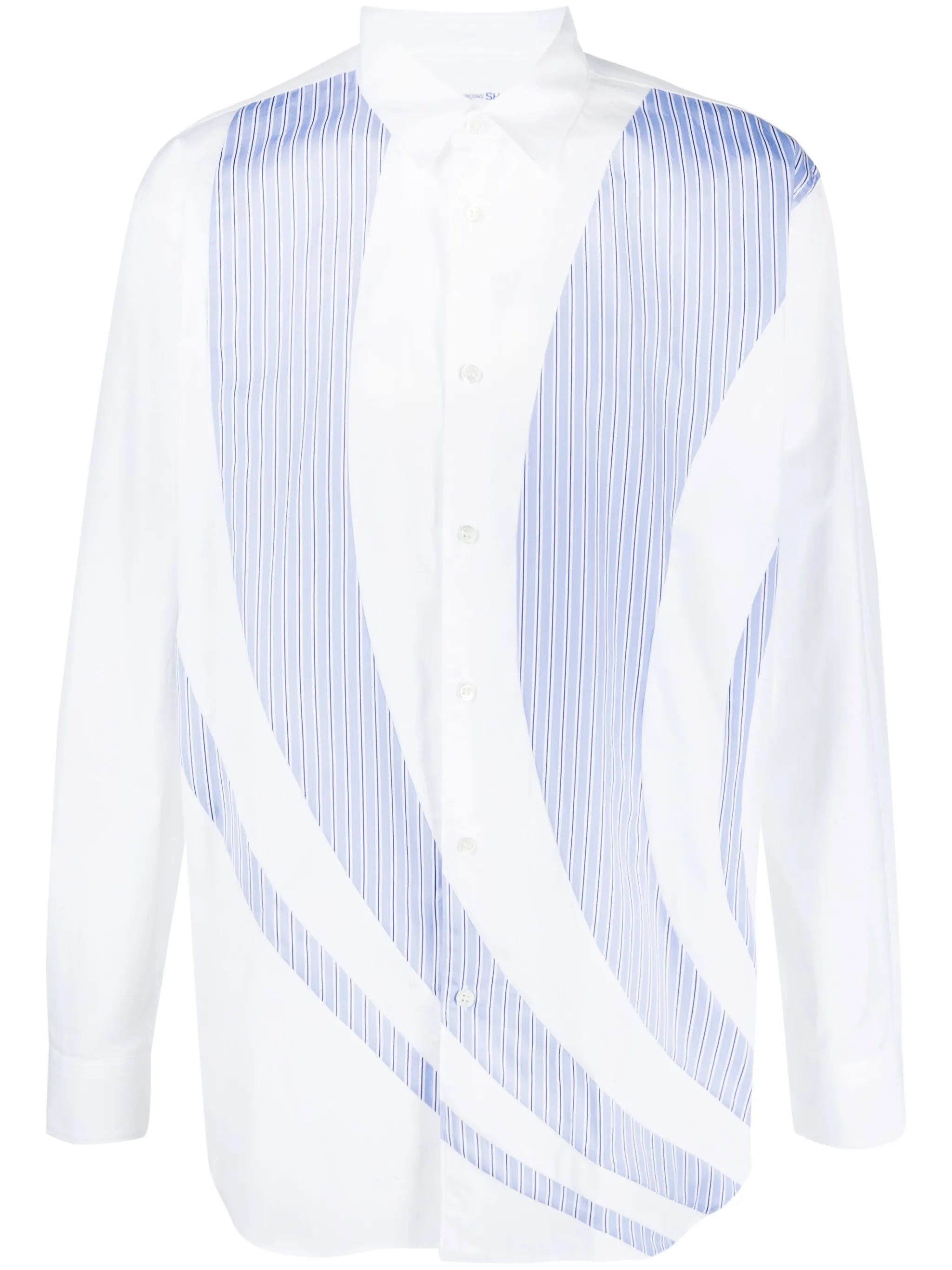 stripe-panelling cotton shirt