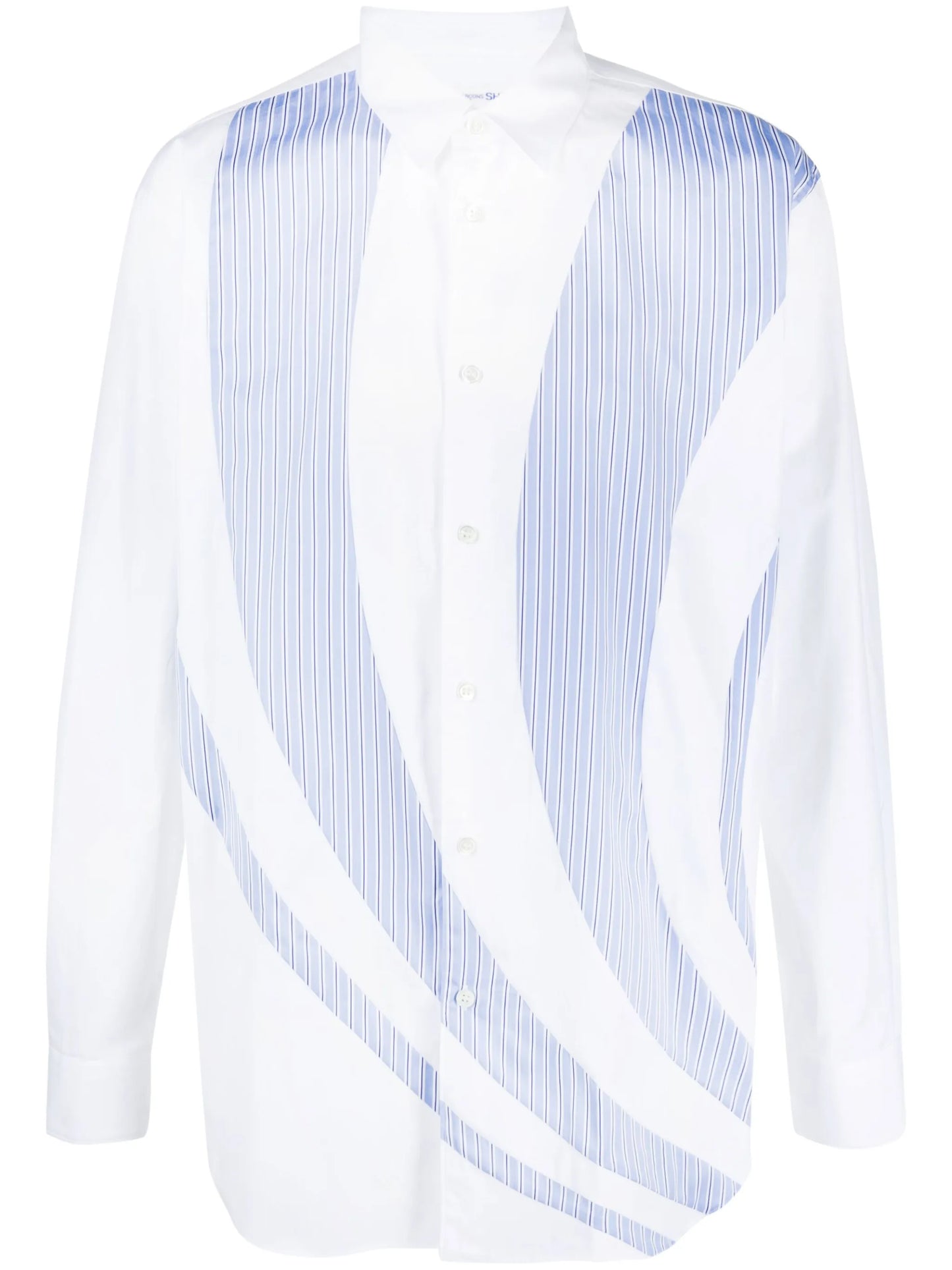 stripe-panelling cotton shirt