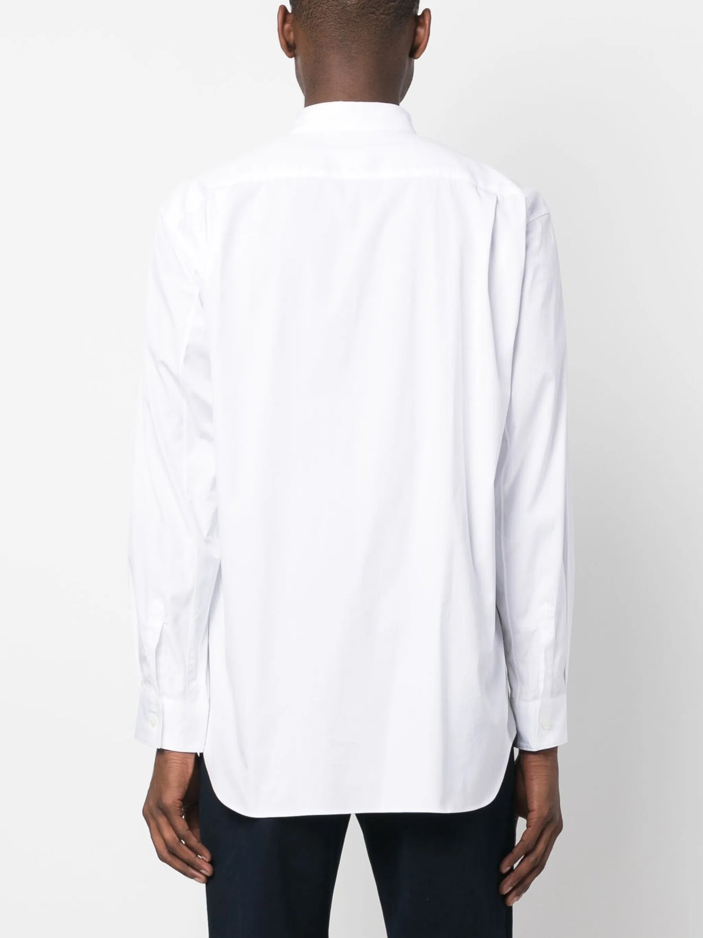 stripe-panelling cotton shirt