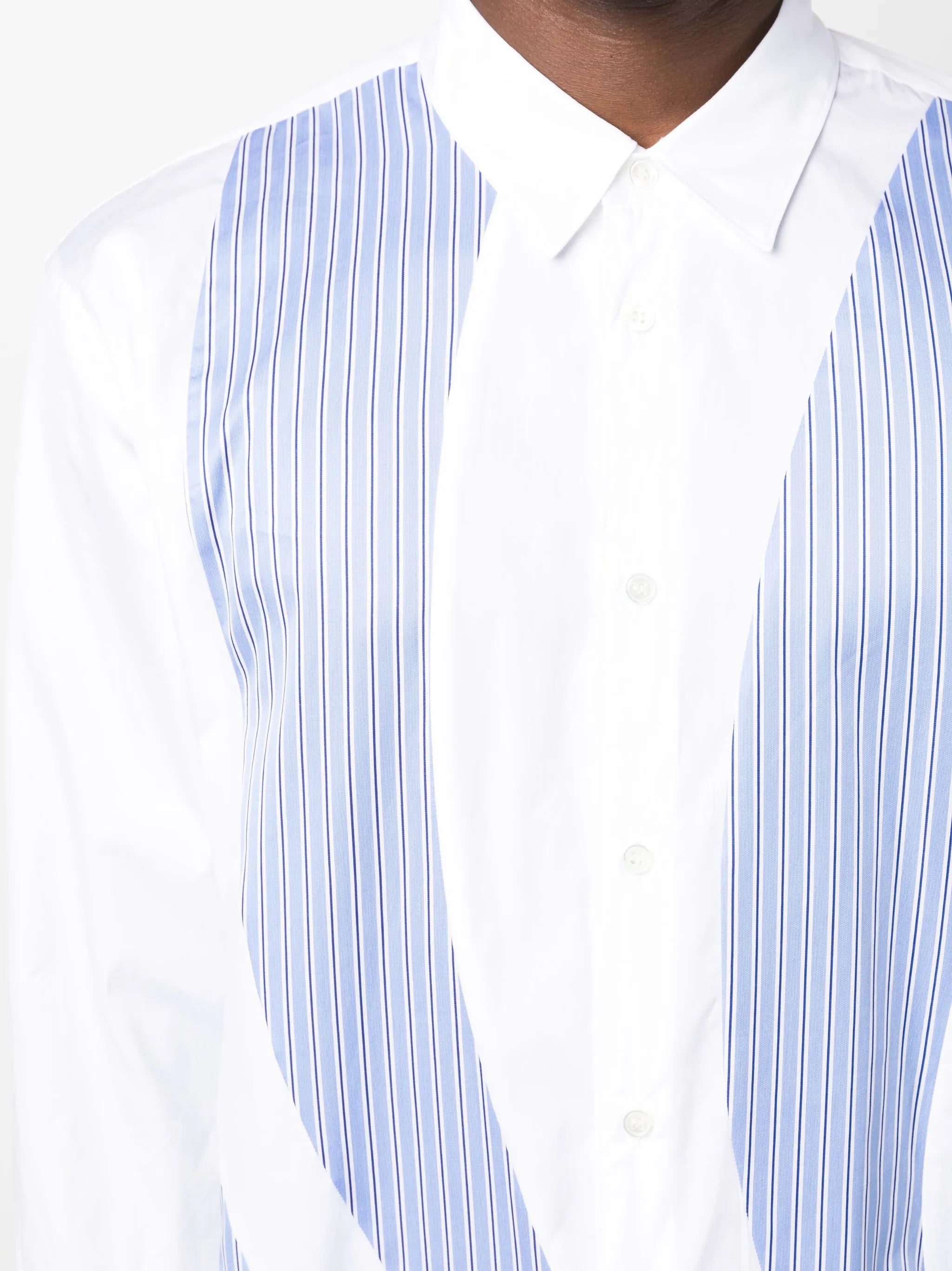 stripe-panelling cotton shirt