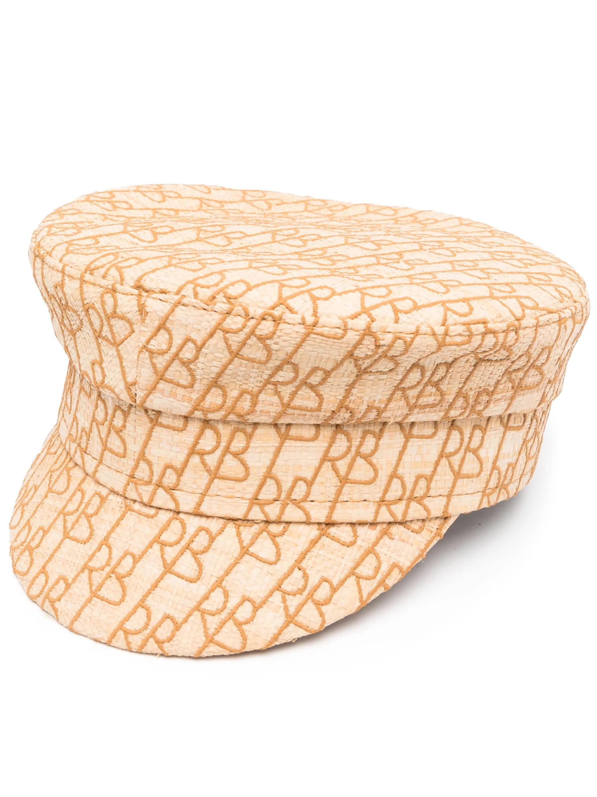 monogram-print beret