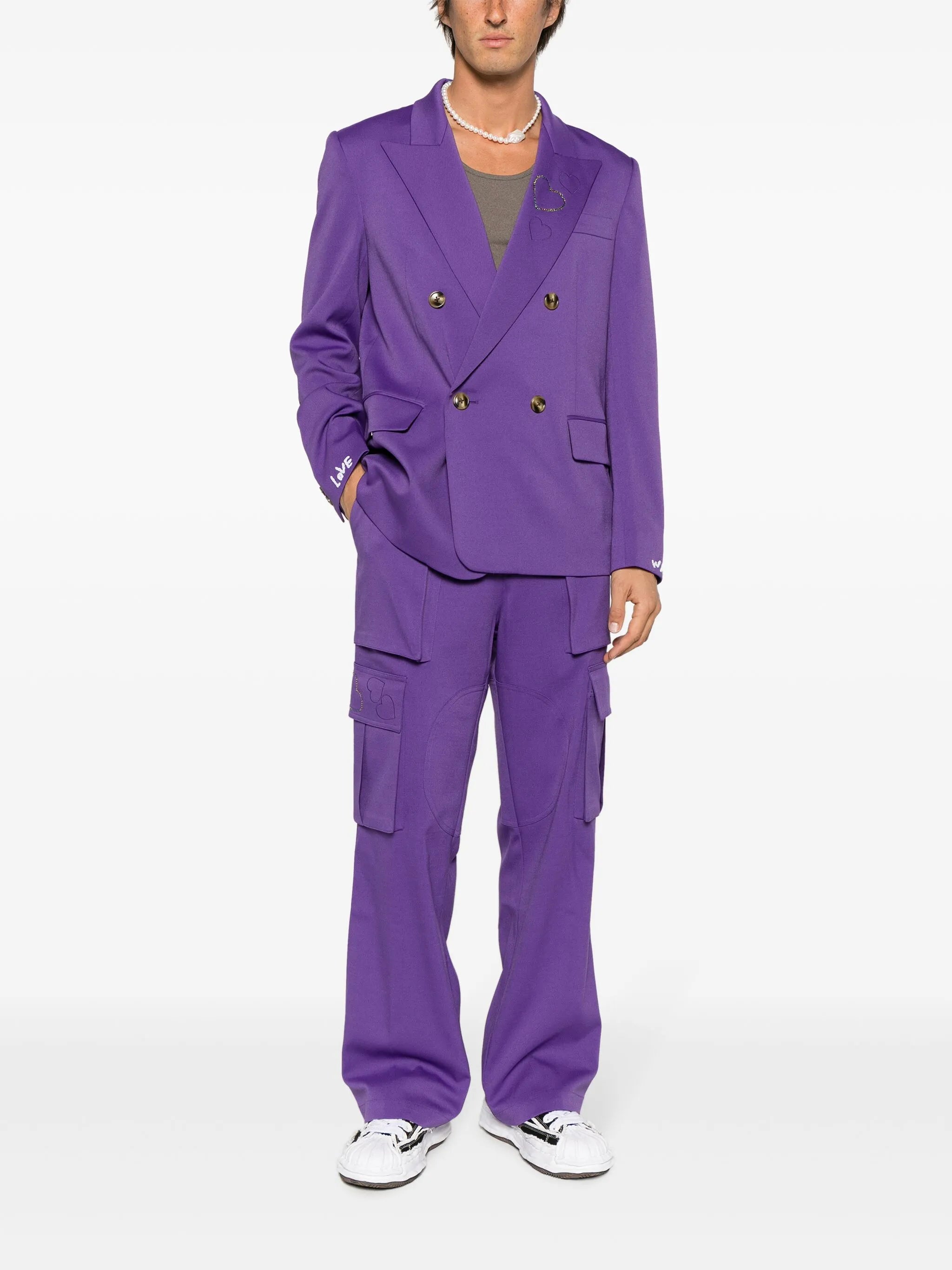 x Kodak Black heart-embroidered double-breasted blazer