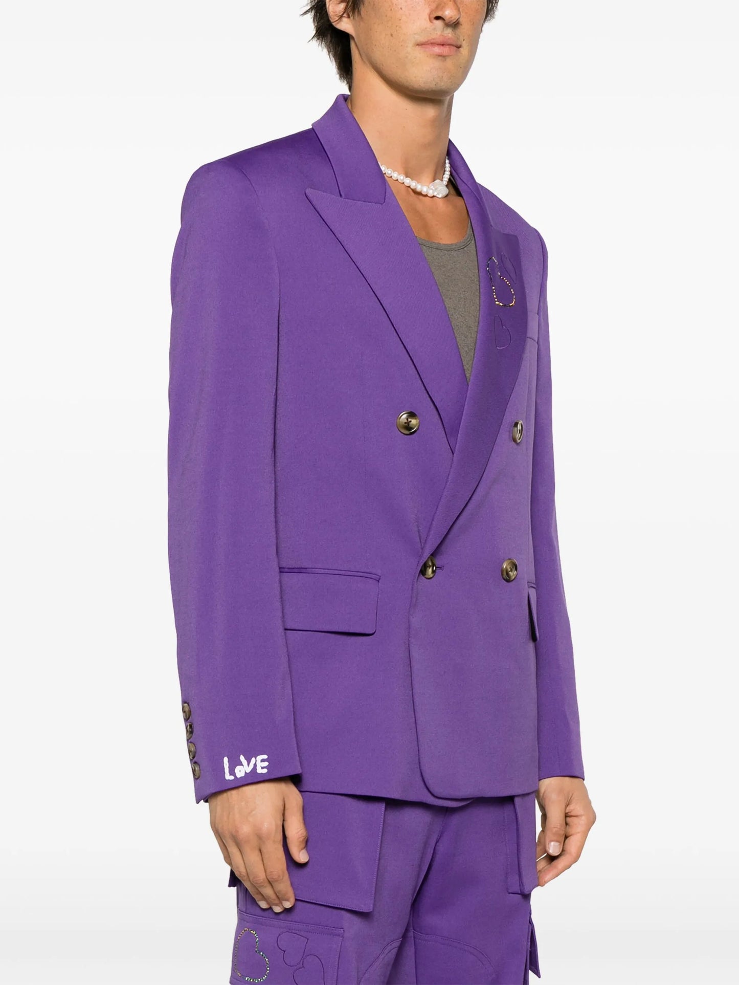 x Kodak Black heart-embroidered double-breasted blazer