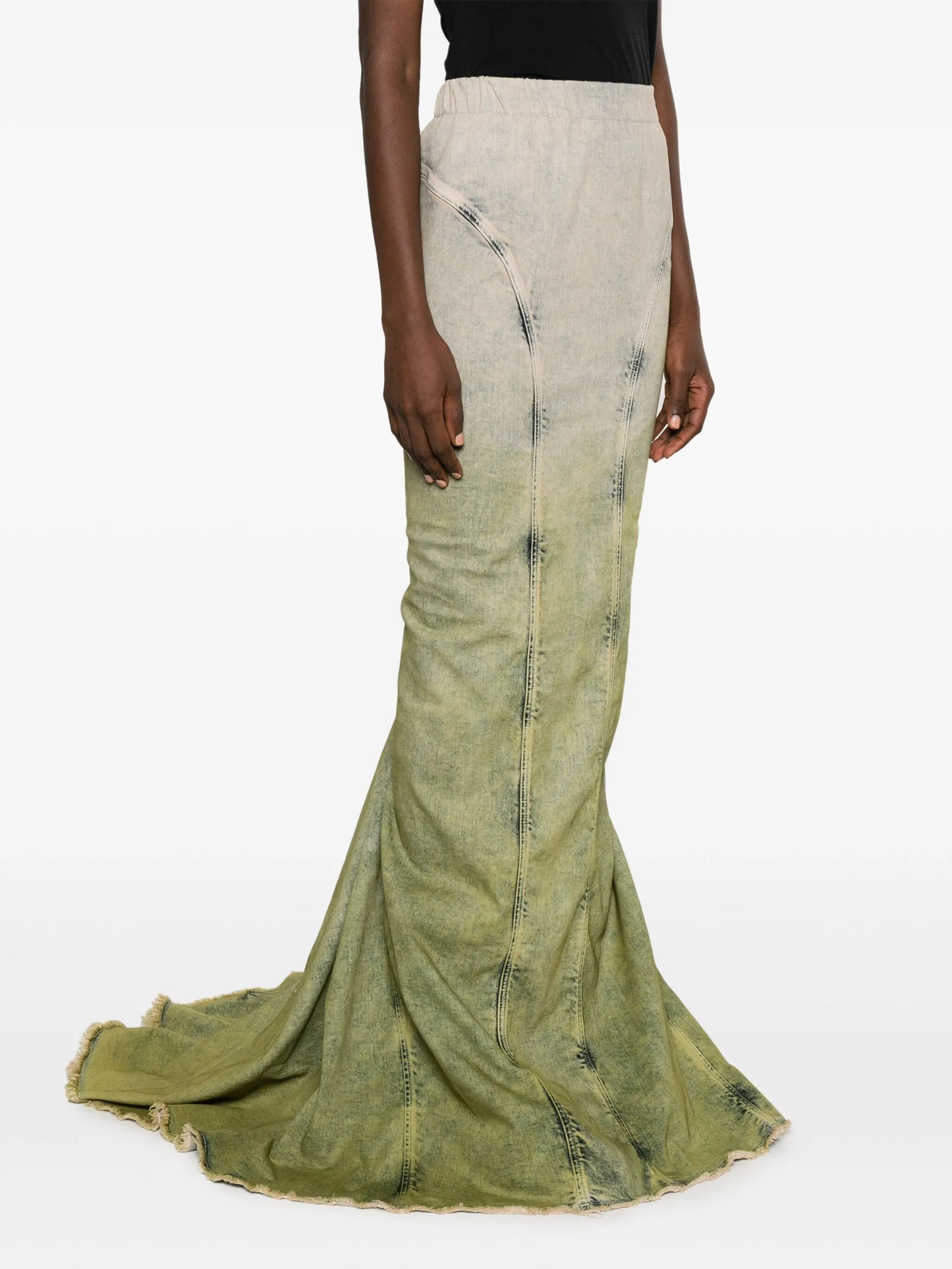 gradient-effect denim maxi skirt