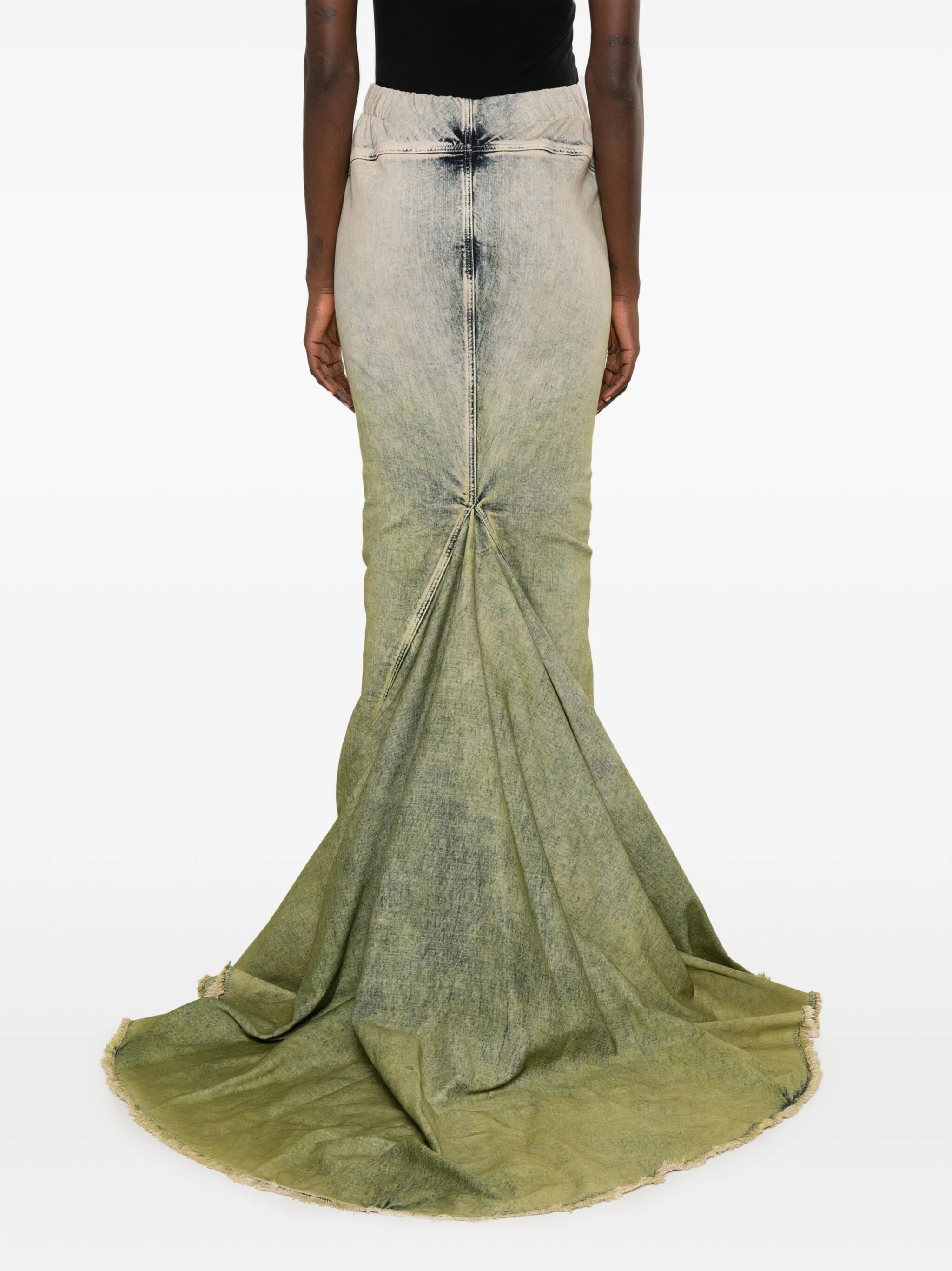 gradient-effect denim maxi skirt